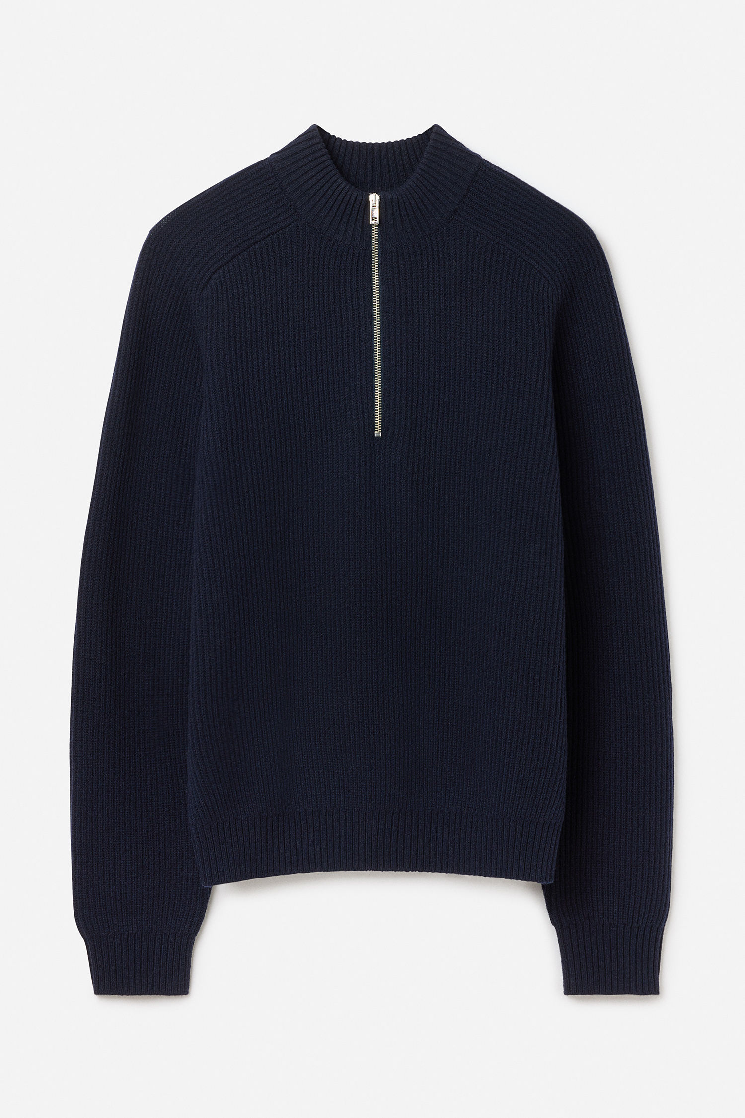 Filippa K Ribbed Wool Half Zip Sweater In Blue