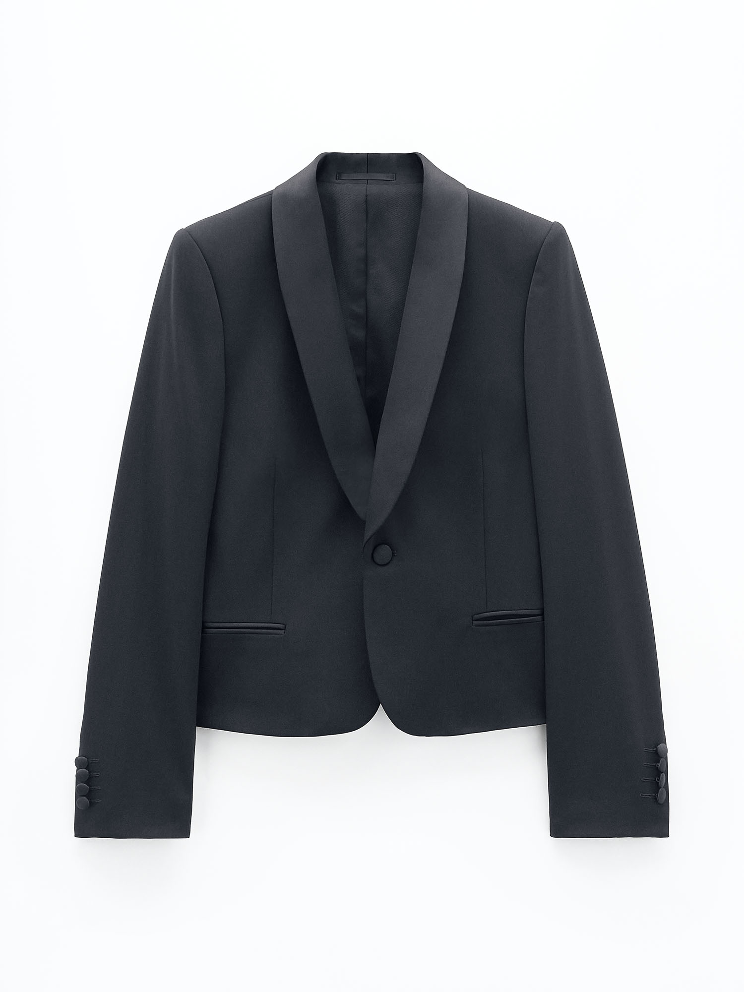 Shop Filippa K Cropped Tuxedo Blazer In Black