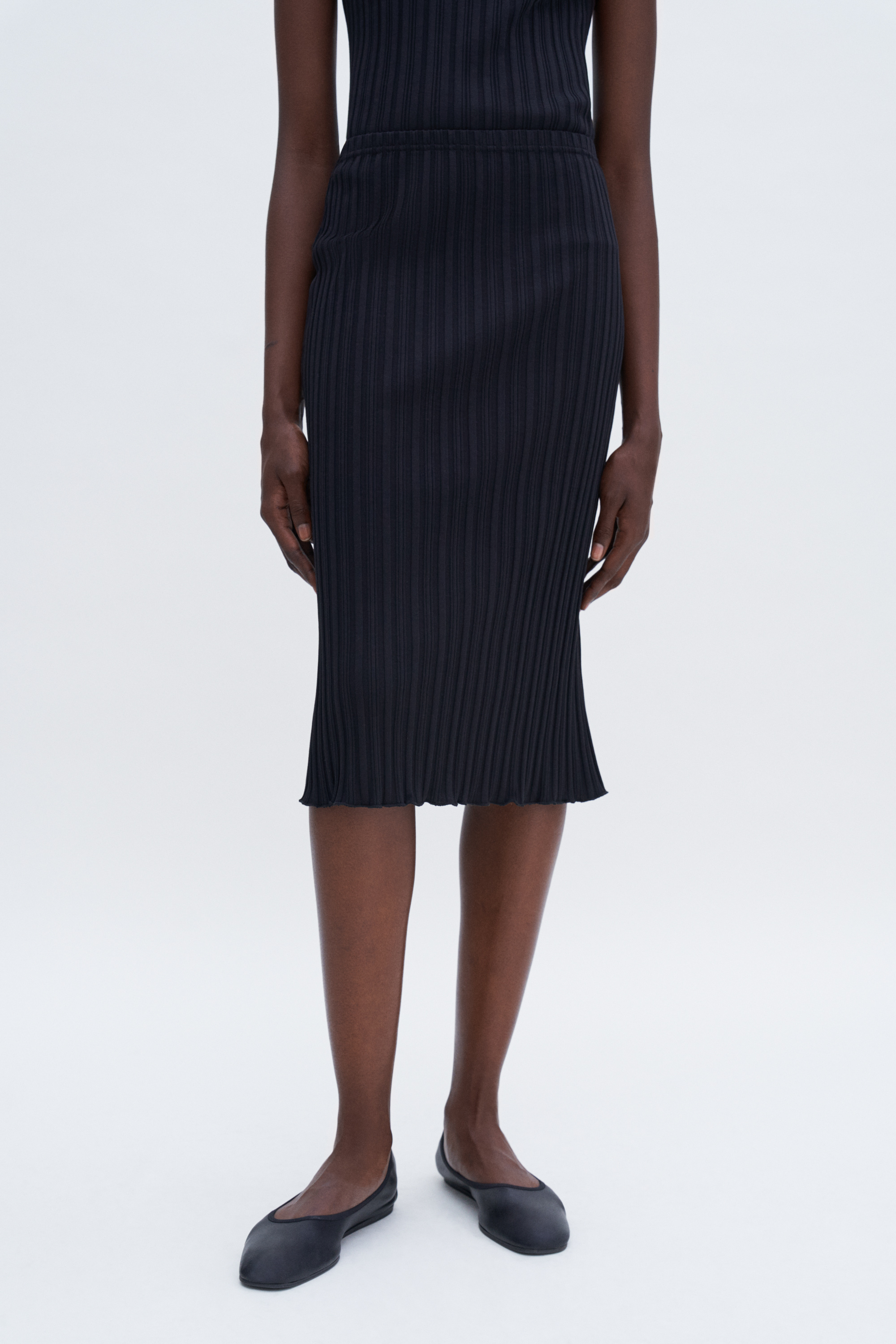 Filippa K Cotton Rib Slip Skirt In Black