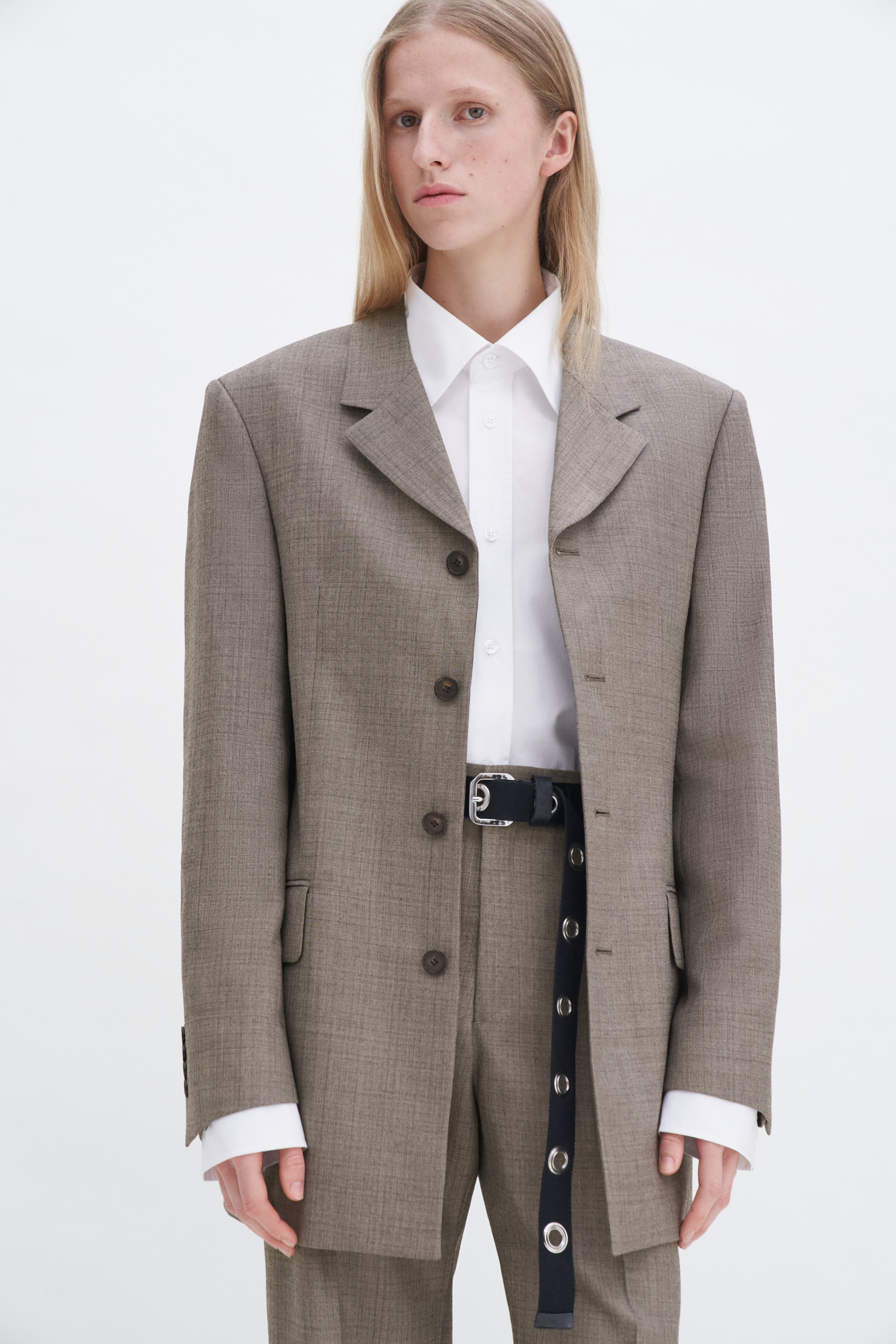 Shop Filippa K Wool Blend Single Breasted Blazer In Beige