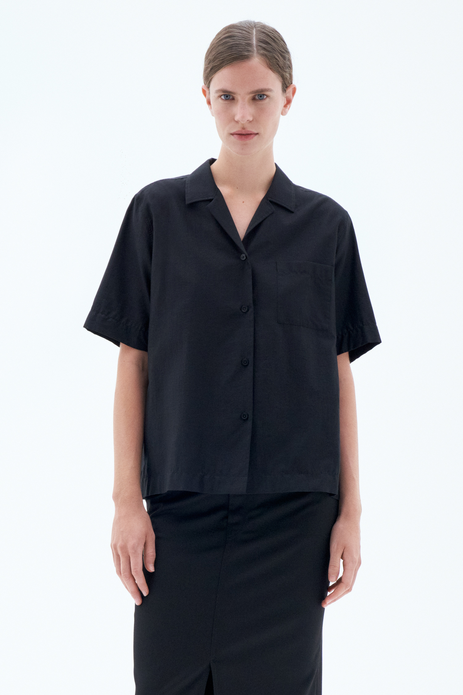 Filippa K Short Sleeve Shirt In Black
