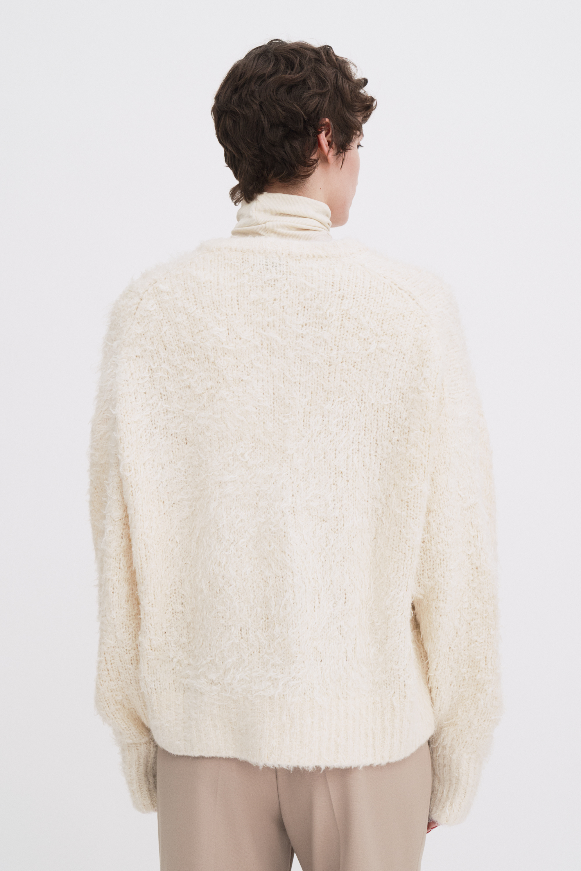 Filippa K Fluffy Silk V-neck Sweater In White