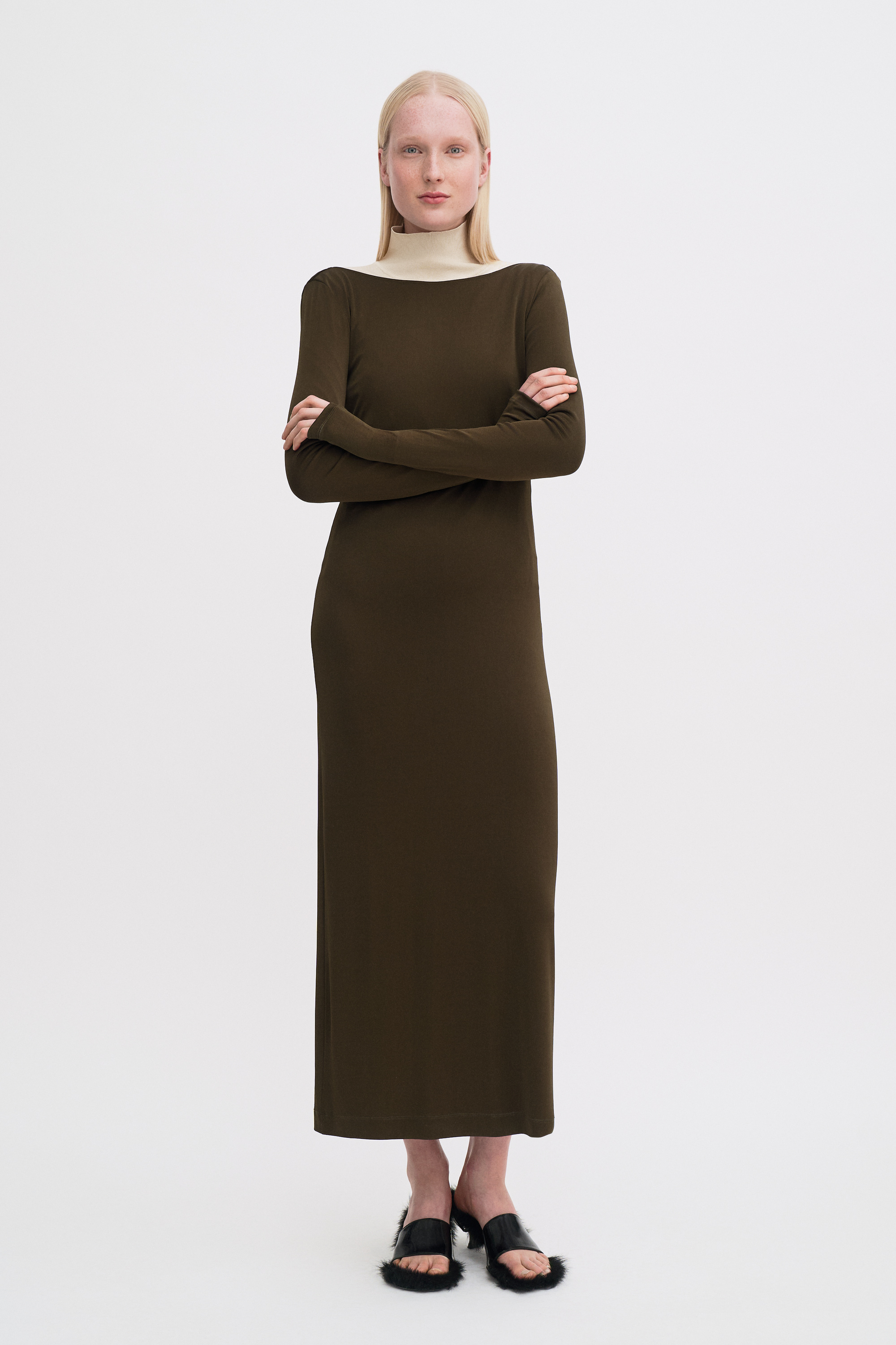 Filippa K Scooped Back Jersey Dress In Green