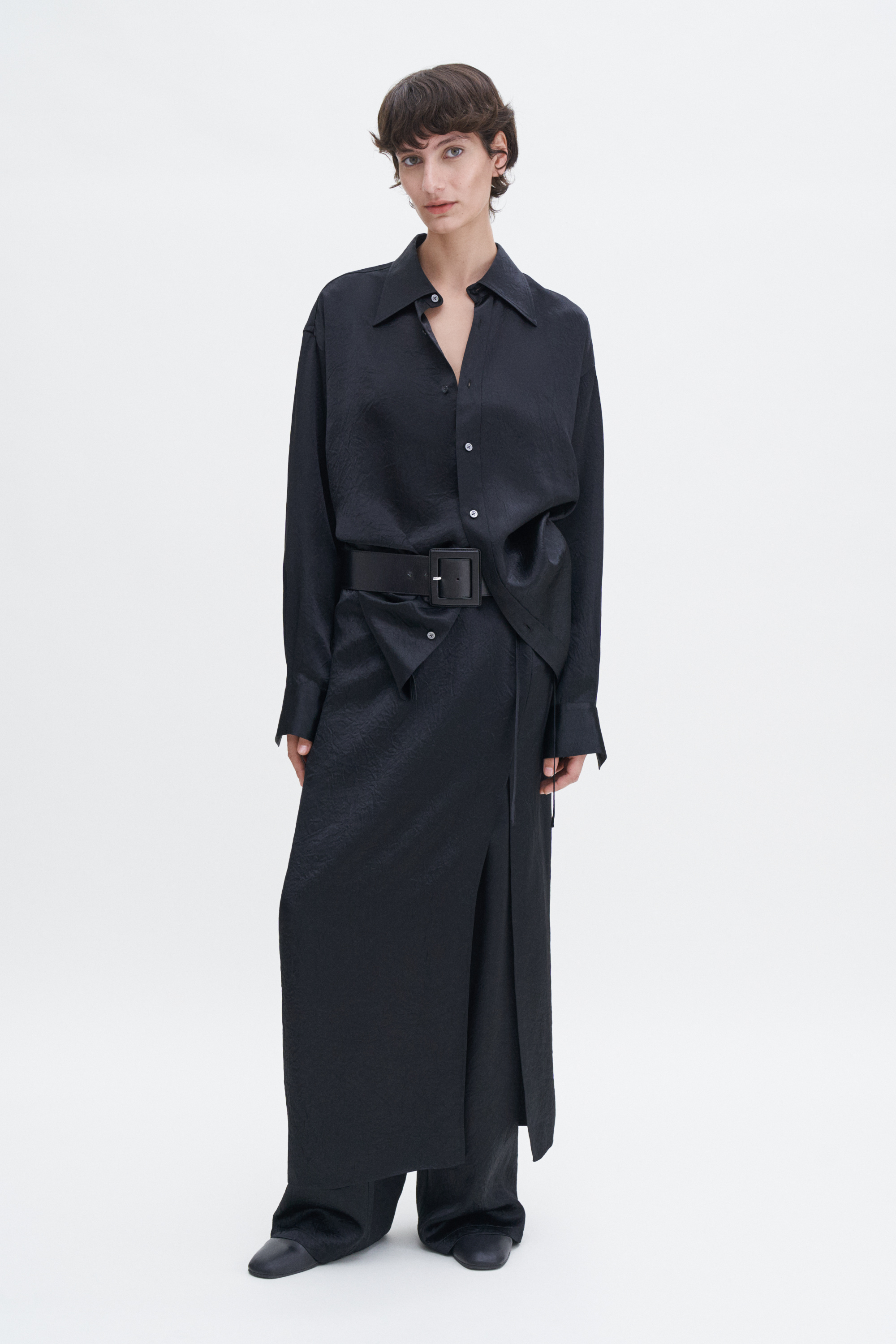Filippa K Crinkled Pencil Skirt In Black