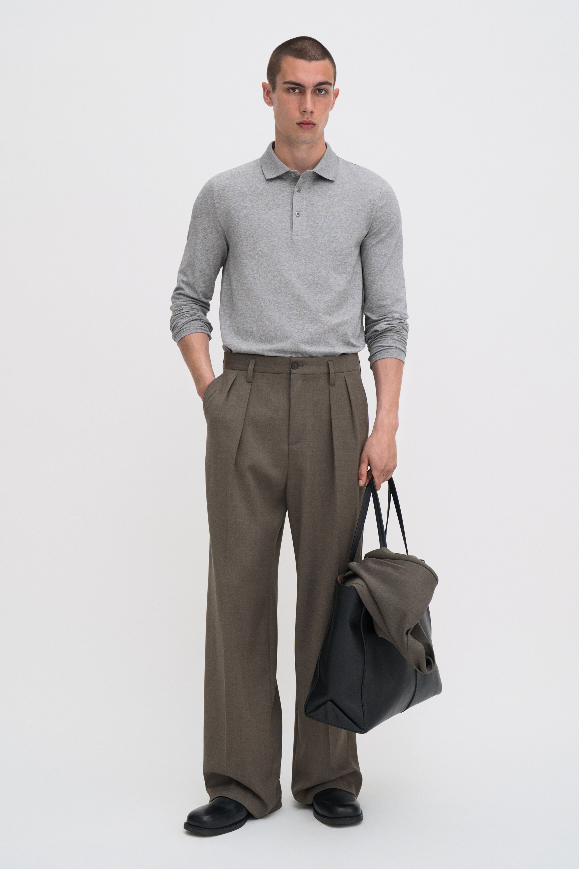 Filippa K Luke Stretch Polo Shirt In Gray