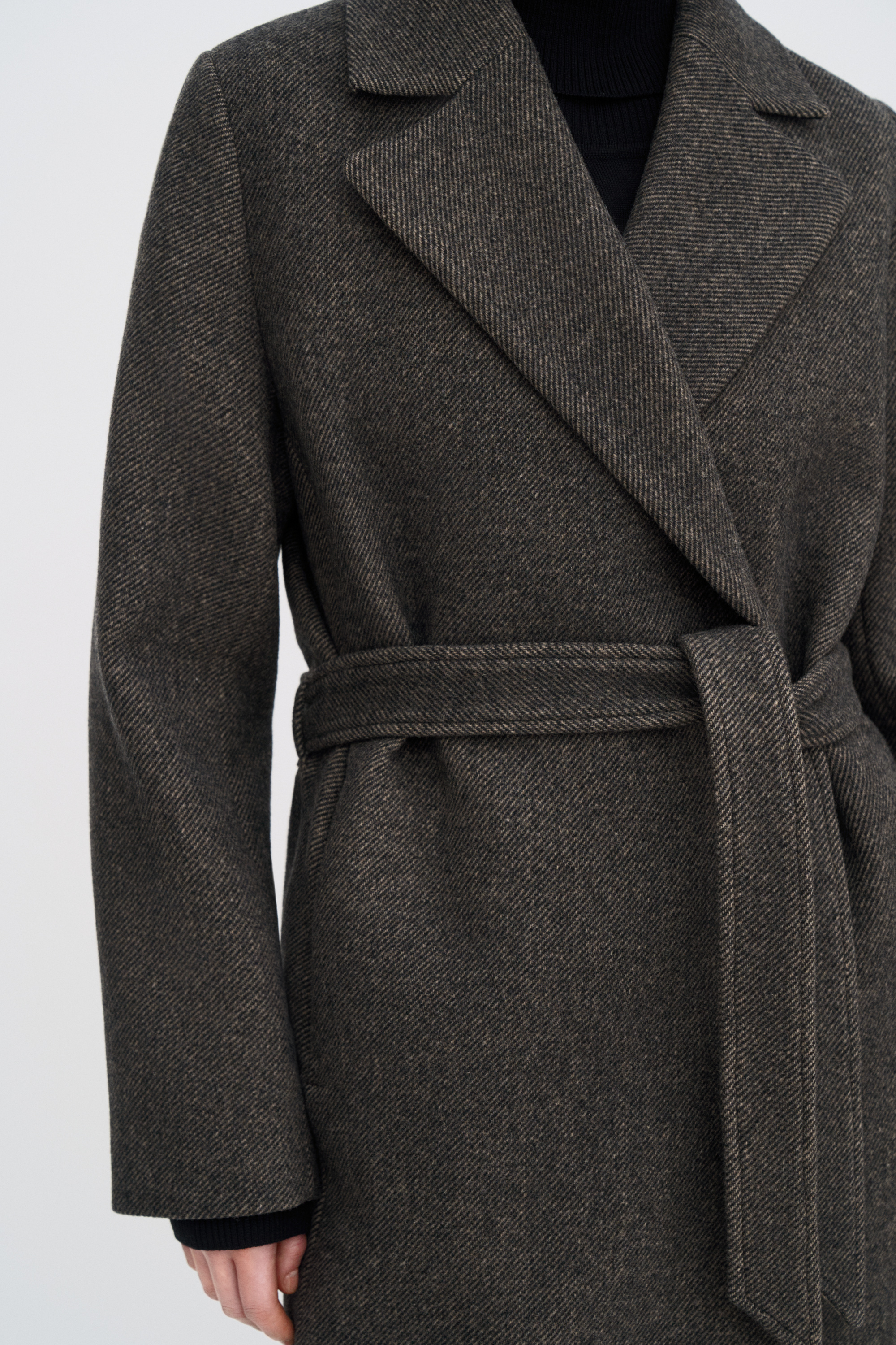Filippa K Charlotte Twill Belted Coat In Brown