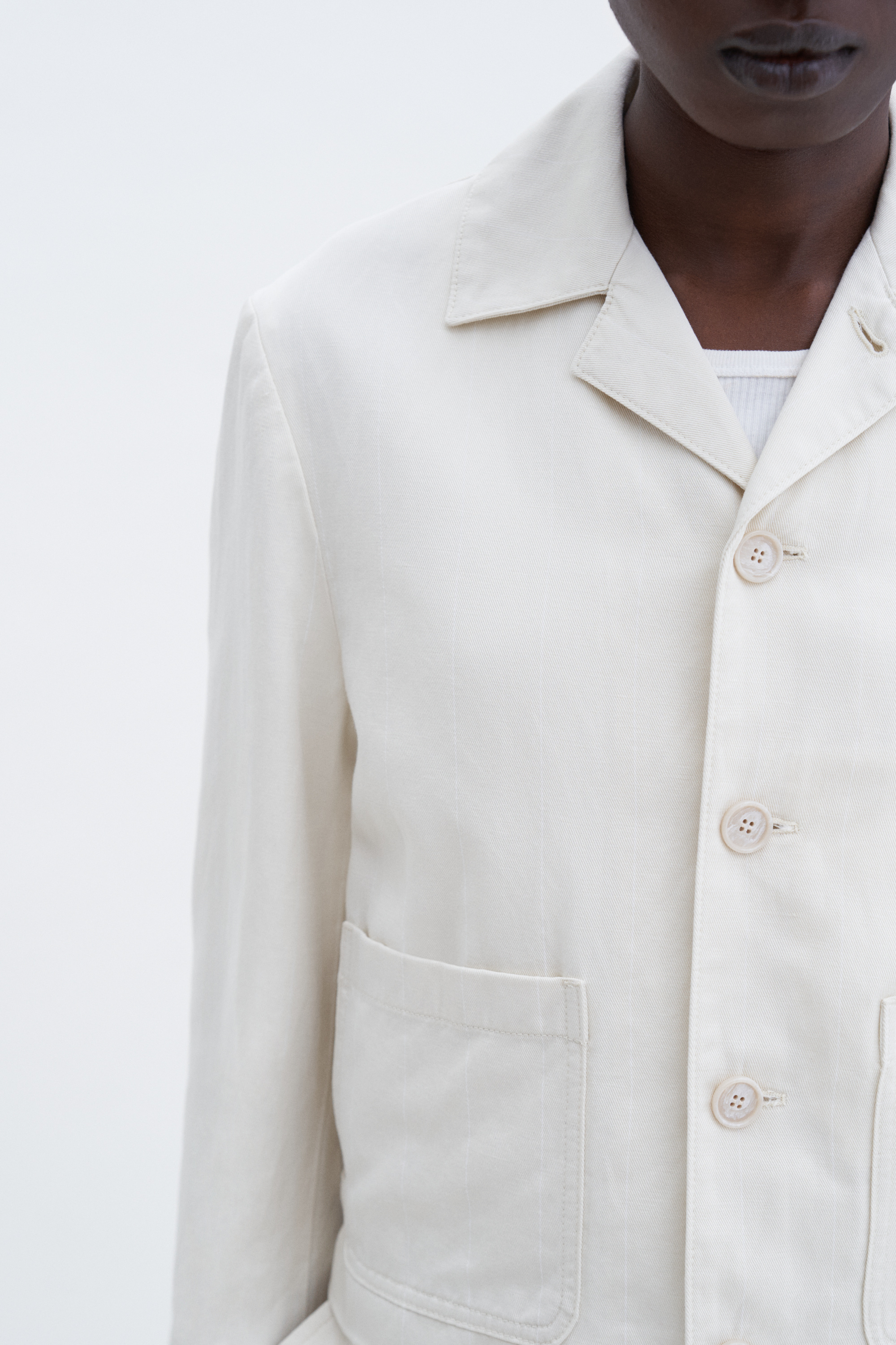 Filippa K Patch Pocket Cotton Linen Jacket In Stripes,prints
