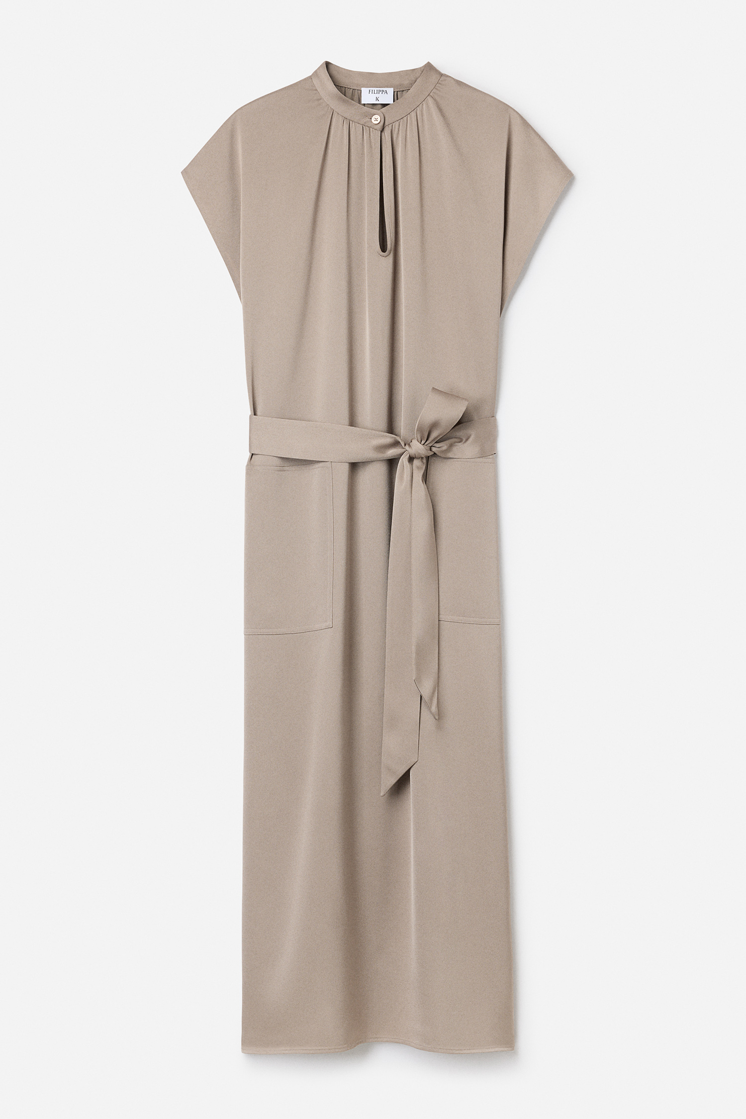 Filippa K Belted Sleeveless Midi Dress In Neutral