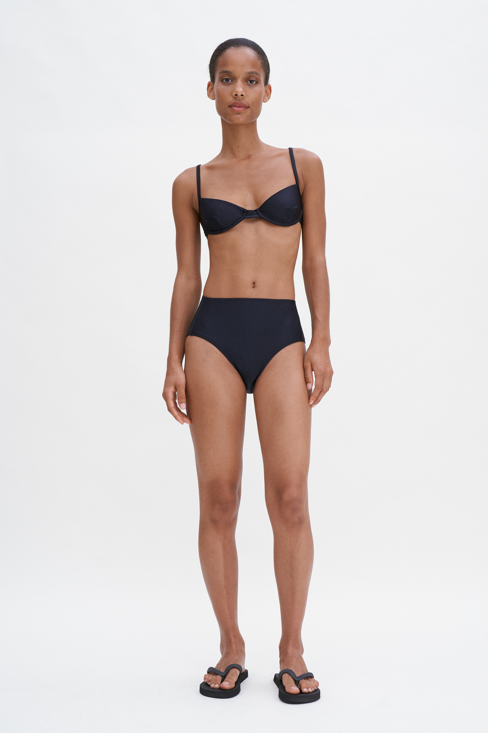 Shop Filippa K Shimmer High Waist Bikini Bottom In Black