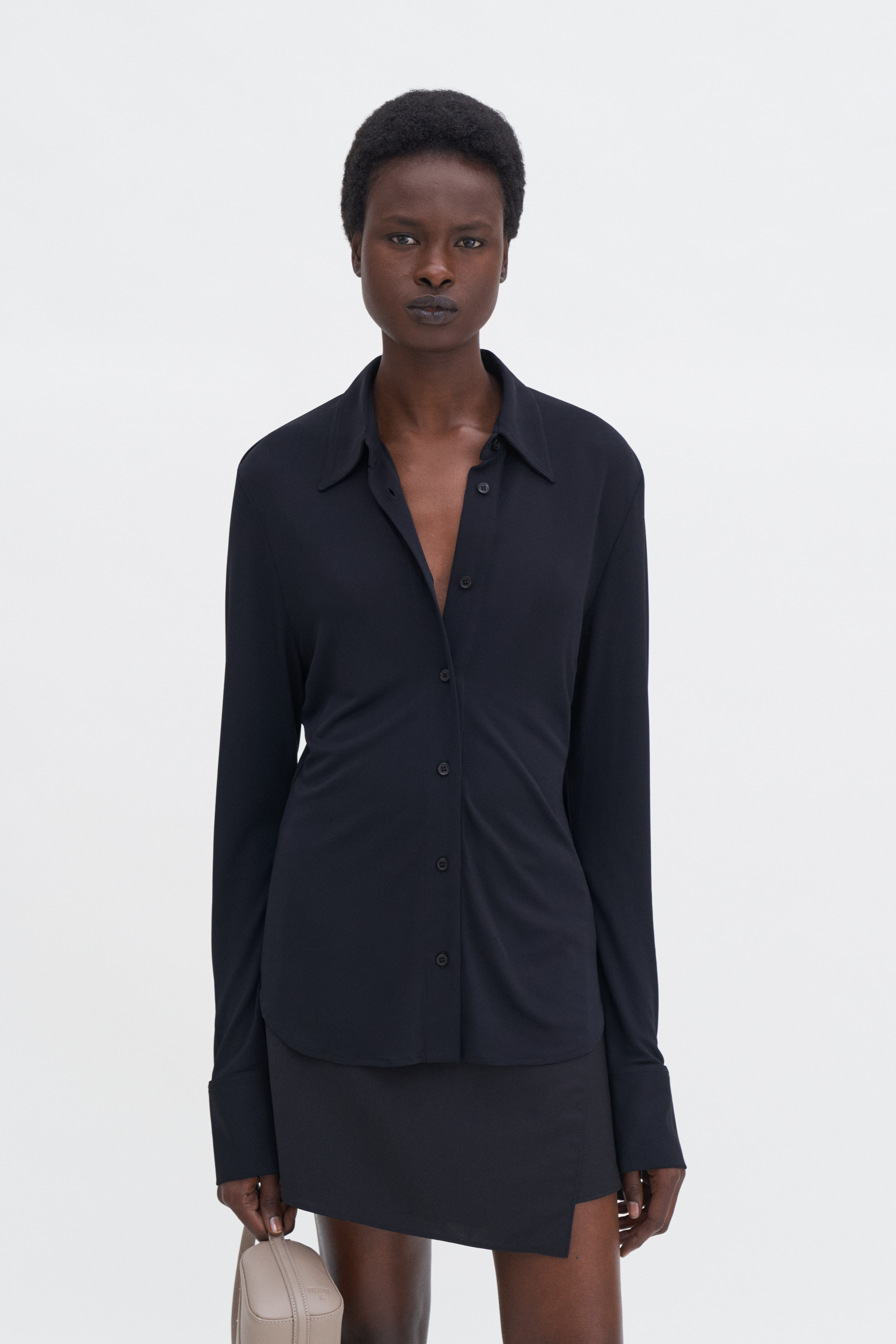 Shop Filippa K Fluid Jersey Shirt In Black