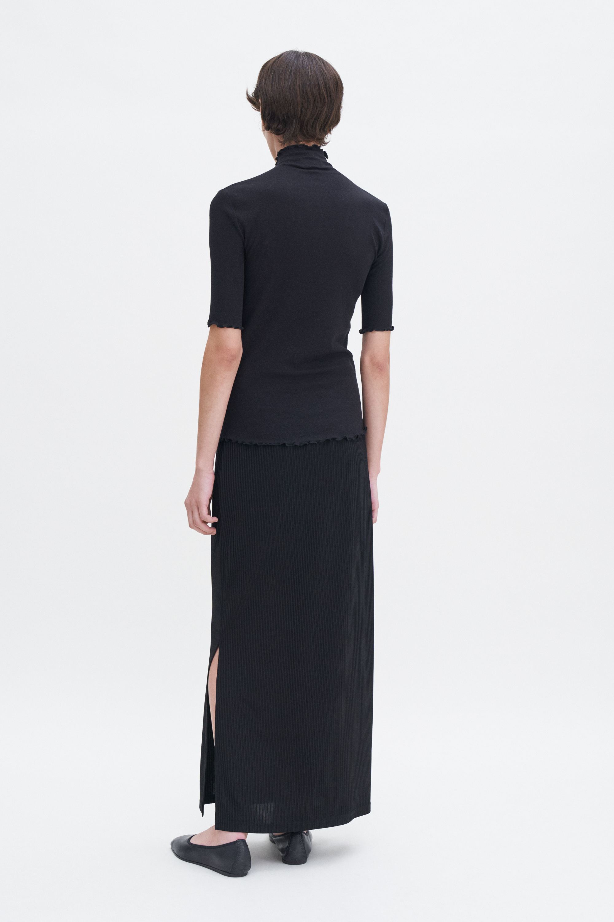 Filippa K Shiny Rib Maxi Skirt In Black