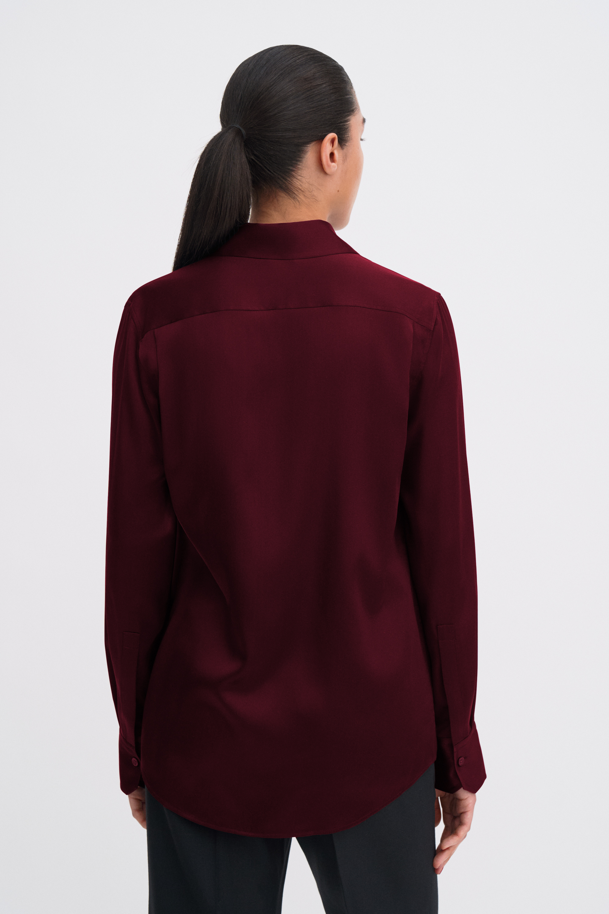 Filippa K Silk Shirt In Burgundy