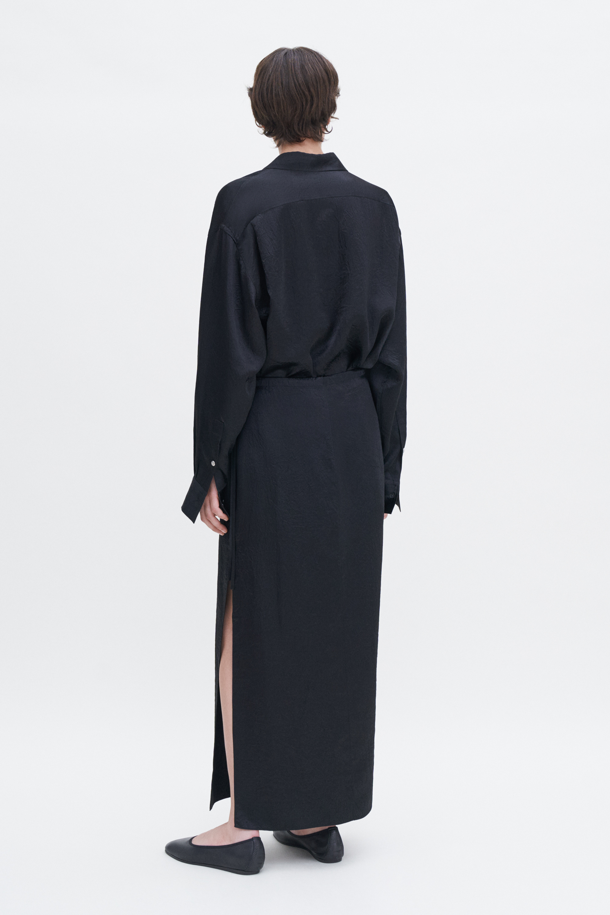 Filippa K Crinkled Pencil Skirt In Black