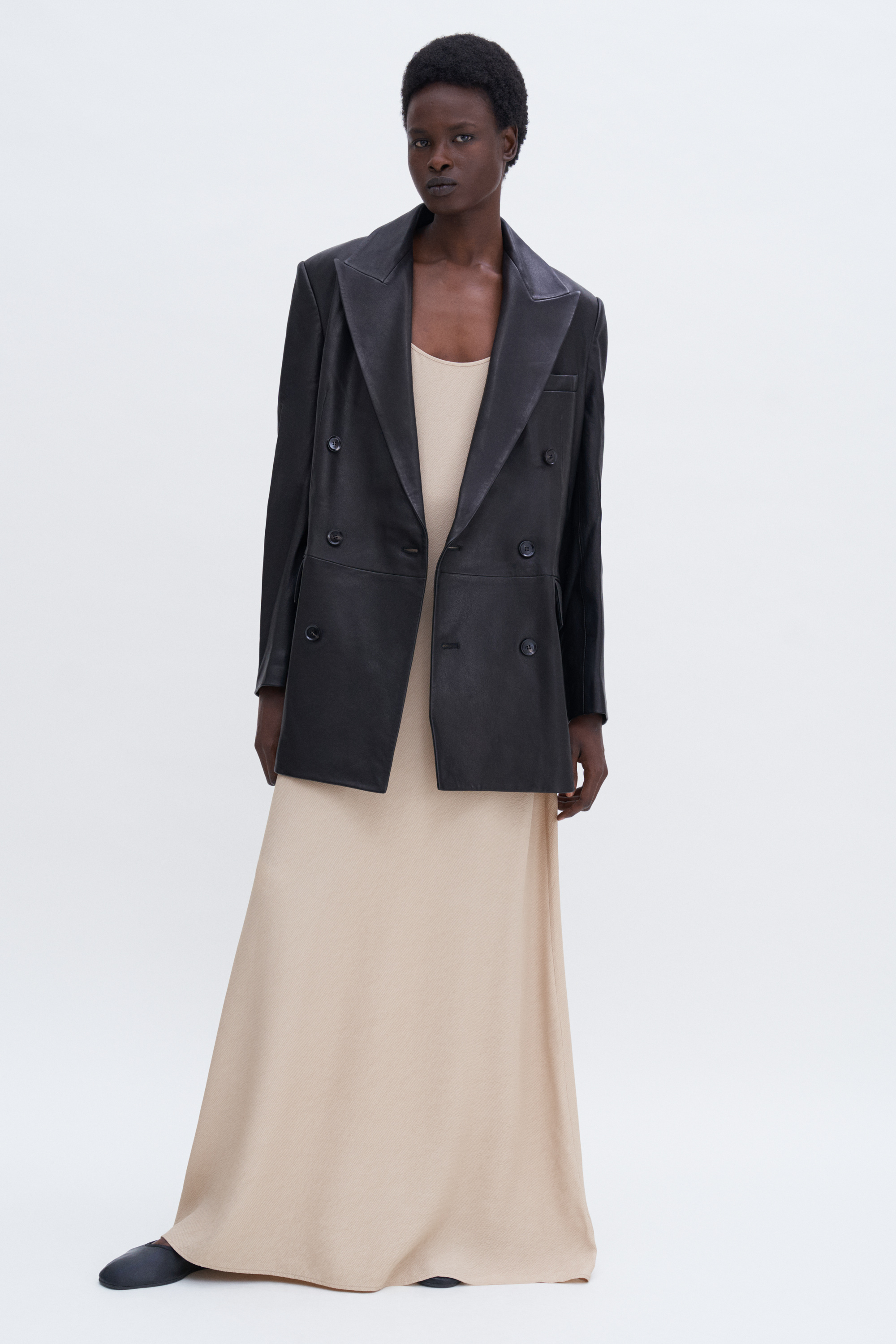 Filippa K Double Breasted Leather Jacket In Black