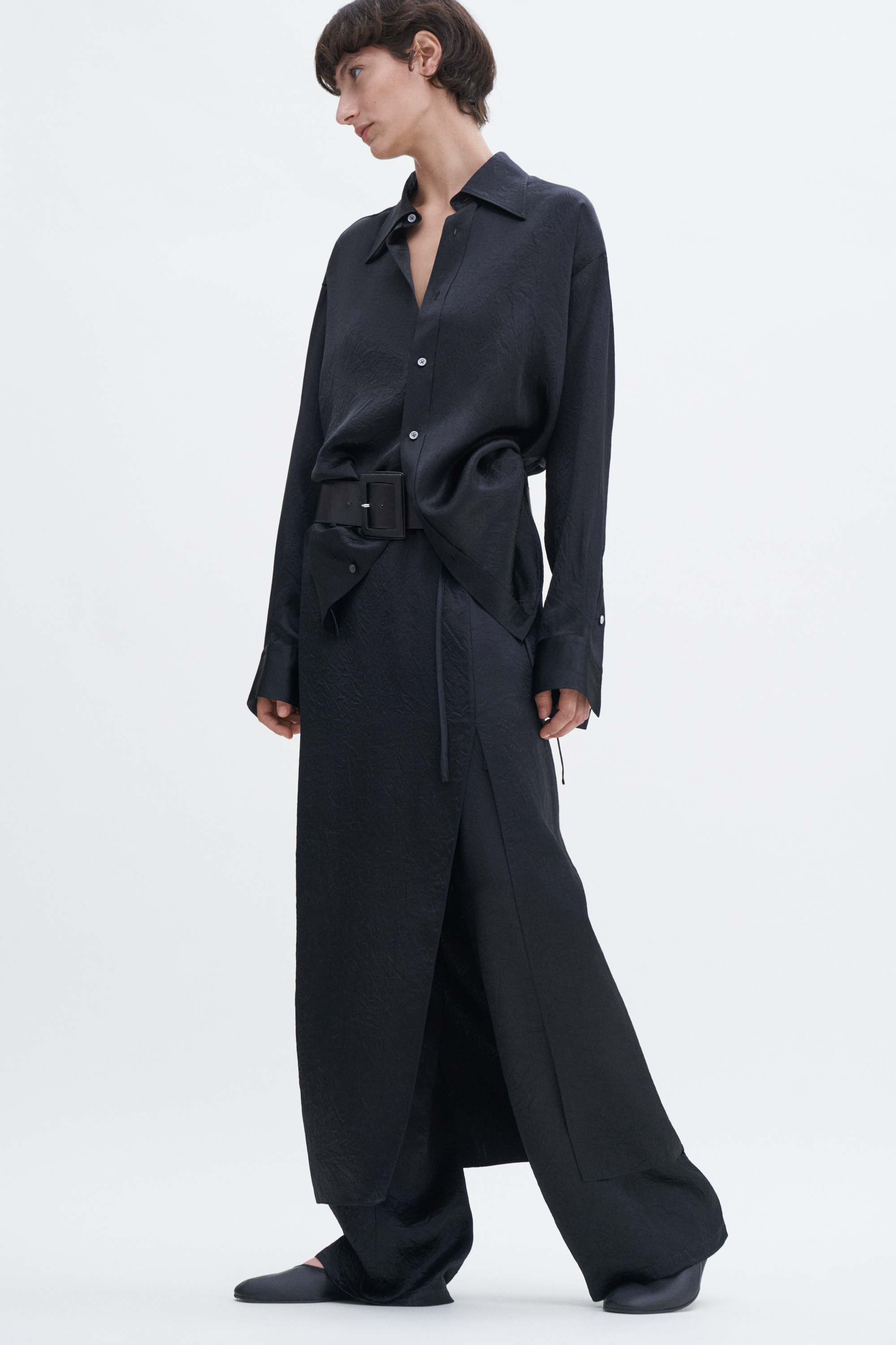 Filippa K Crinkled Pencil Skirt In Black