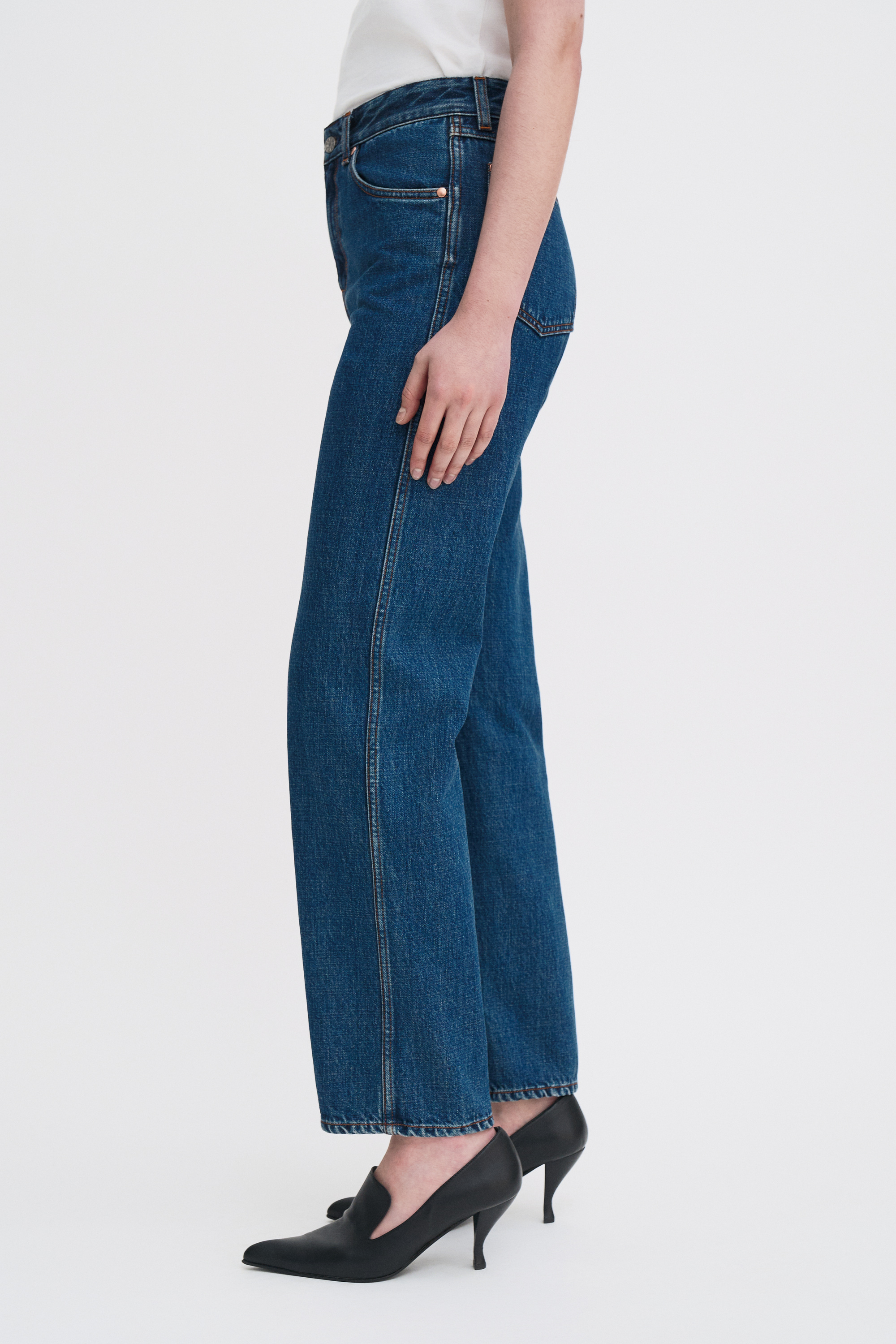 Filippa K High Waisted Cropped Jeans In Blue