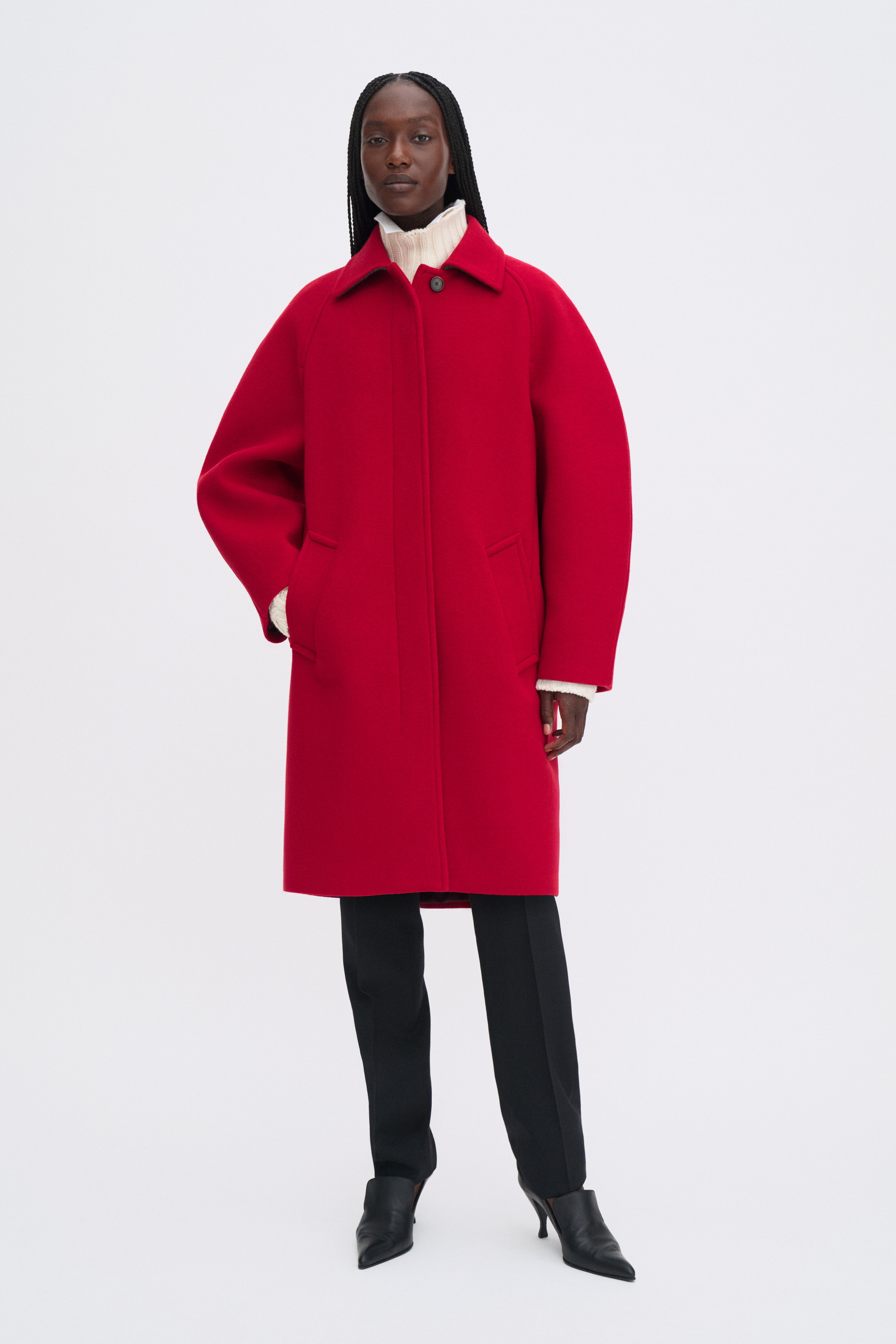 Filippa K Cocoon Coat In Red