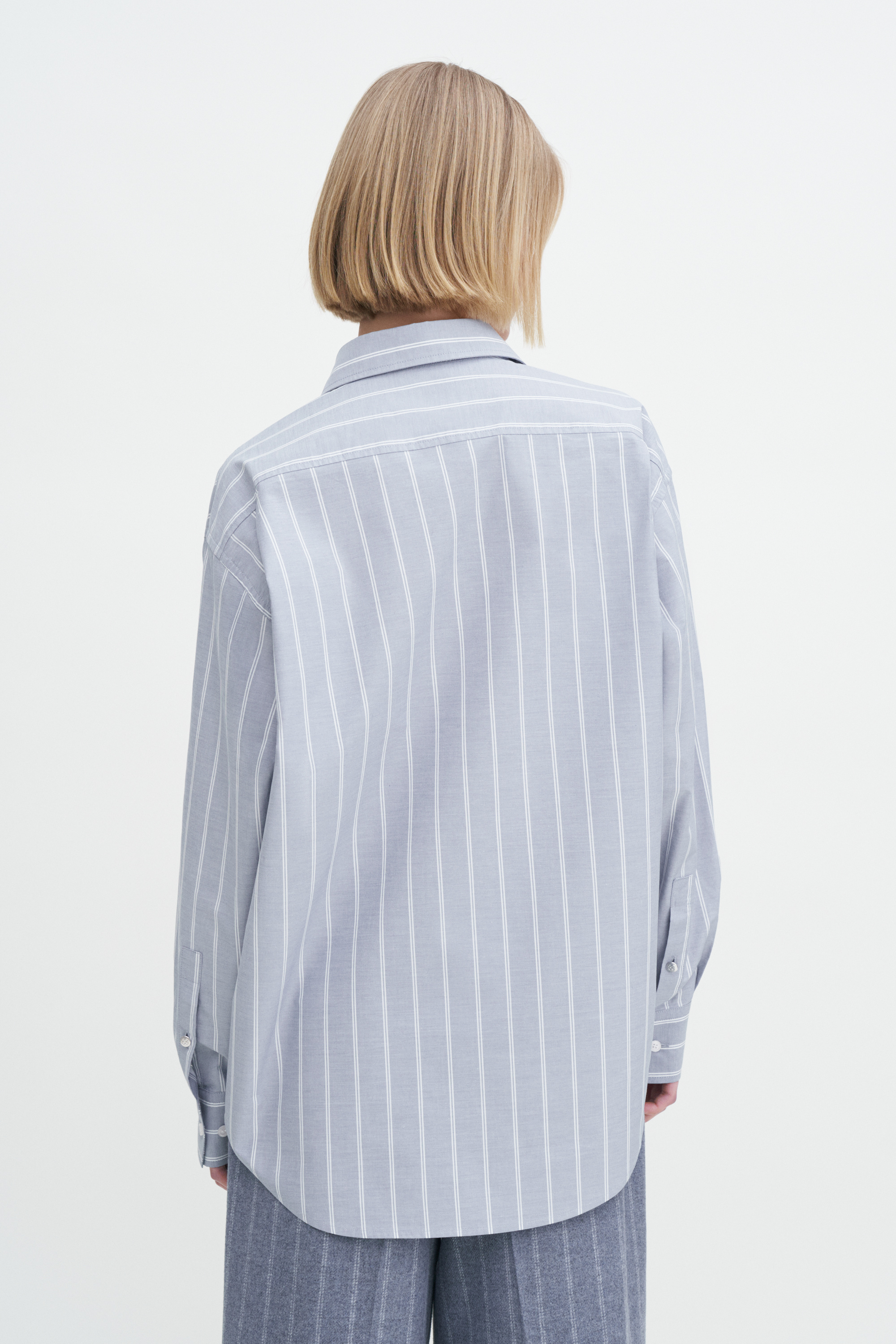 Filippa K Cotton Chambray Shirt In Stripes,prints