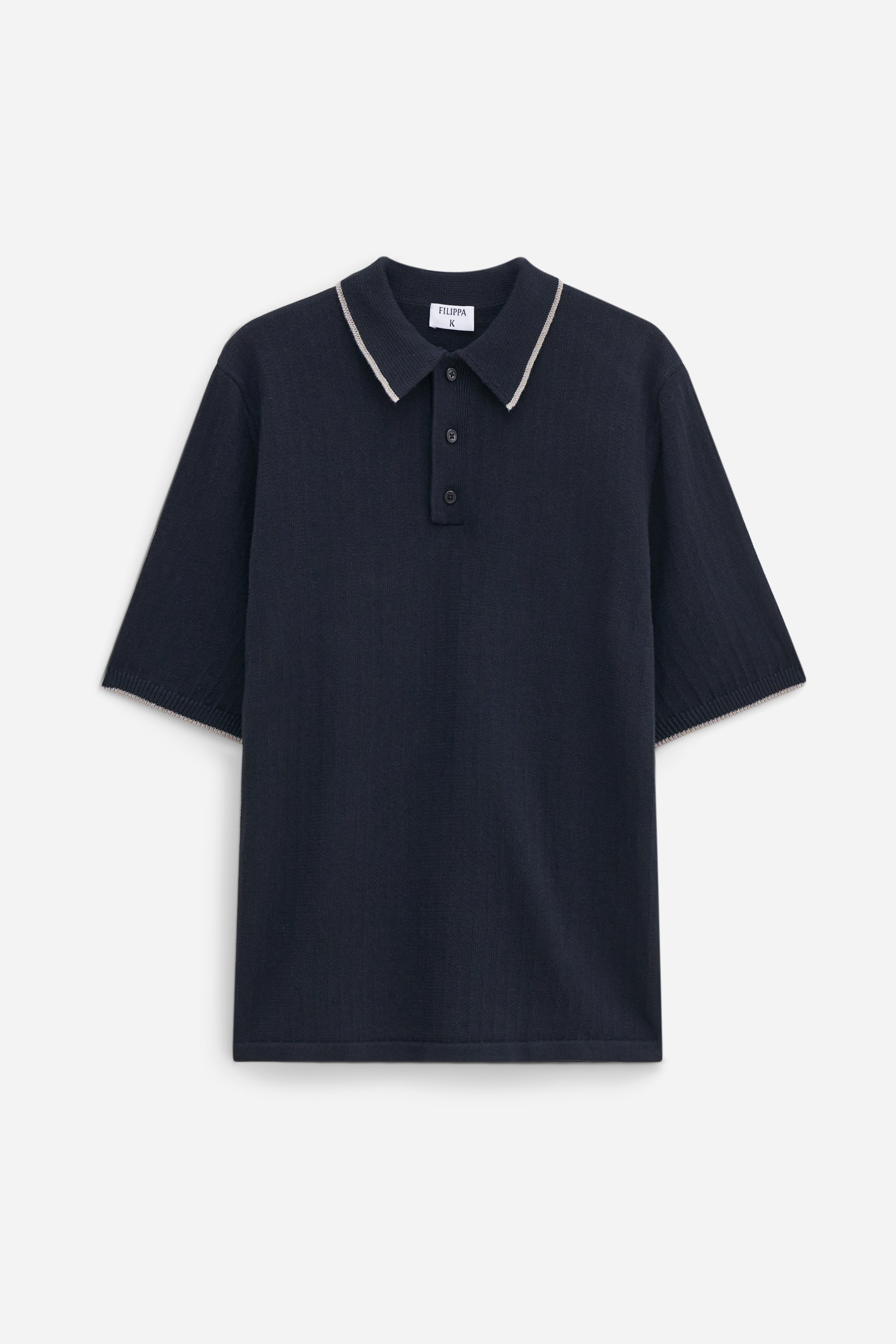 Filippa K Linen Cotton Knit Polo In Black