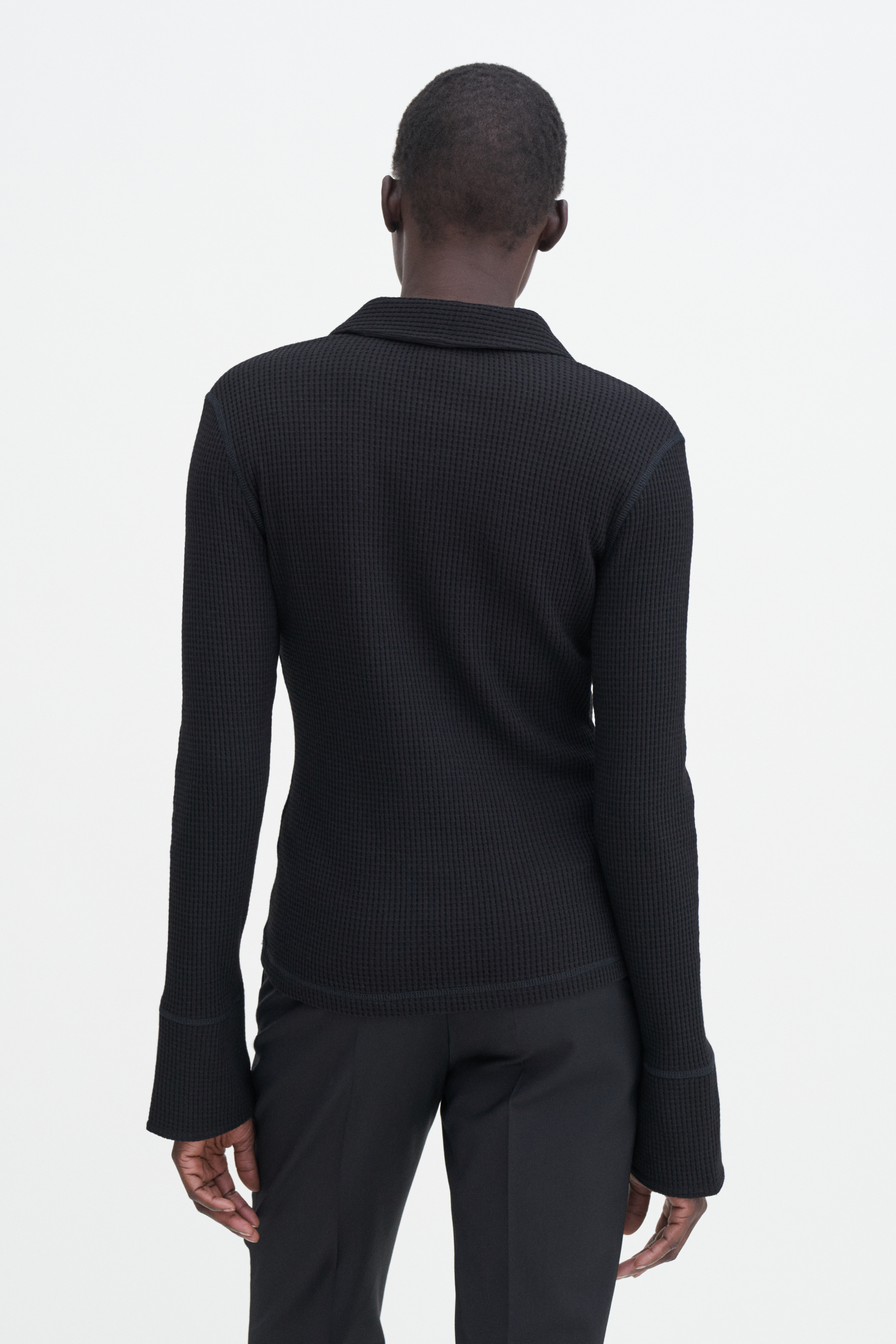 Shop Filippa K Waffle Polo Shirt In Black