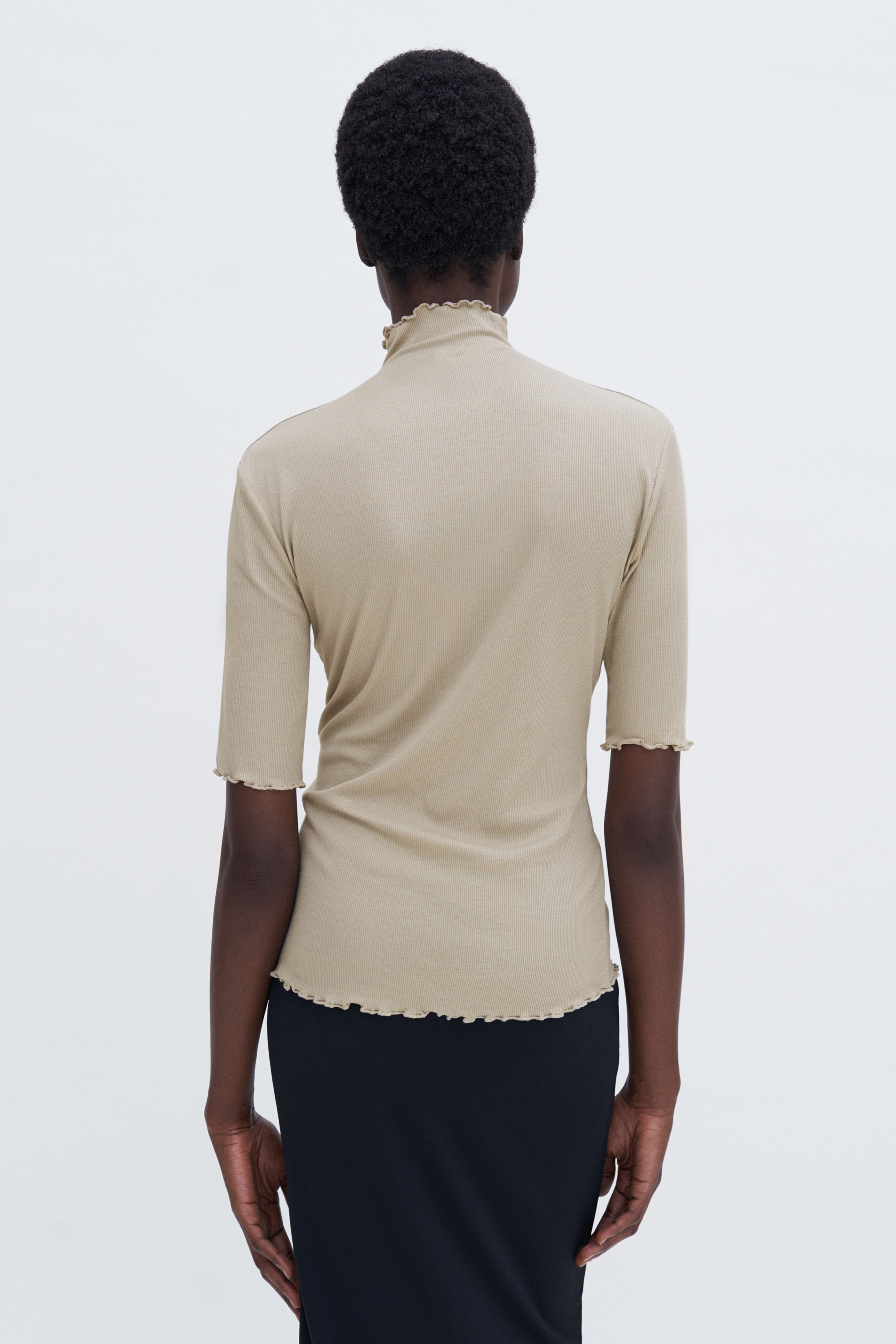 Filippa K Rib Mock Neck Tee In Grey