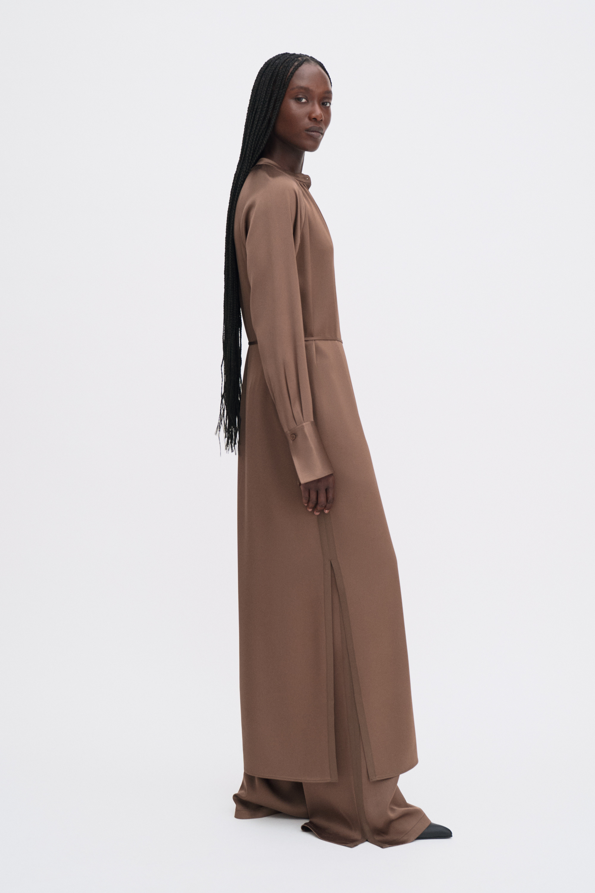 Filippa K Gathered Raglan Dress In Brown
