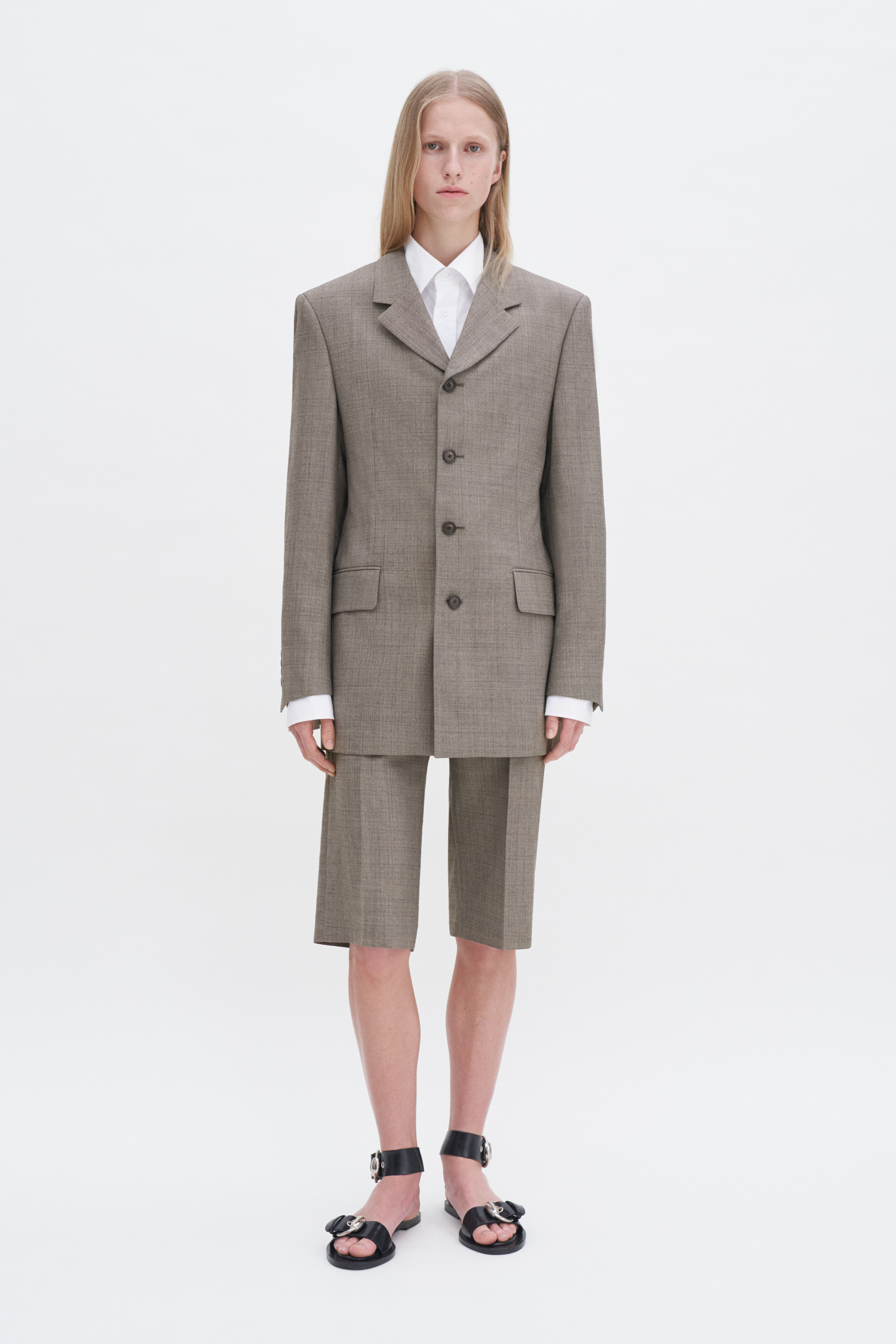 Shop Filippa K Wool Blend Single Breasted Blazer In Beige