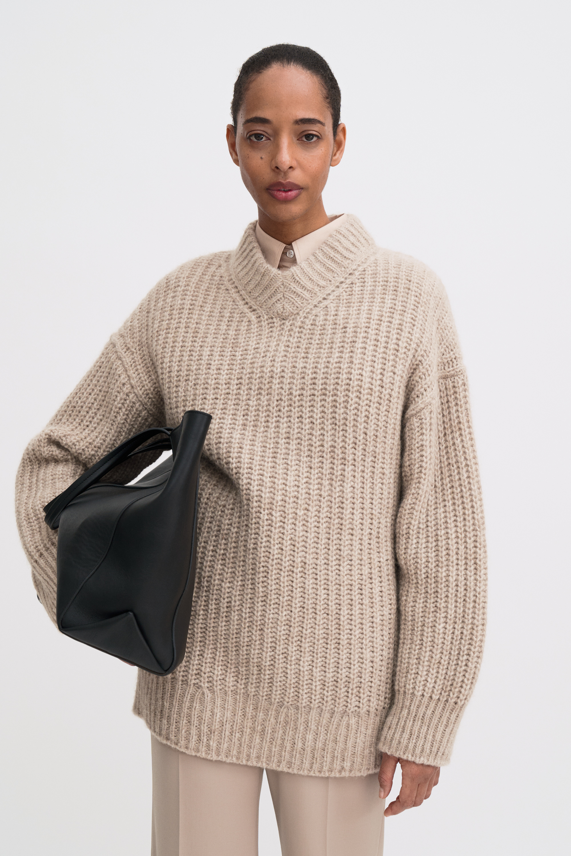 Filippa K Soft Alpaca V-neck Sweater In Neutral