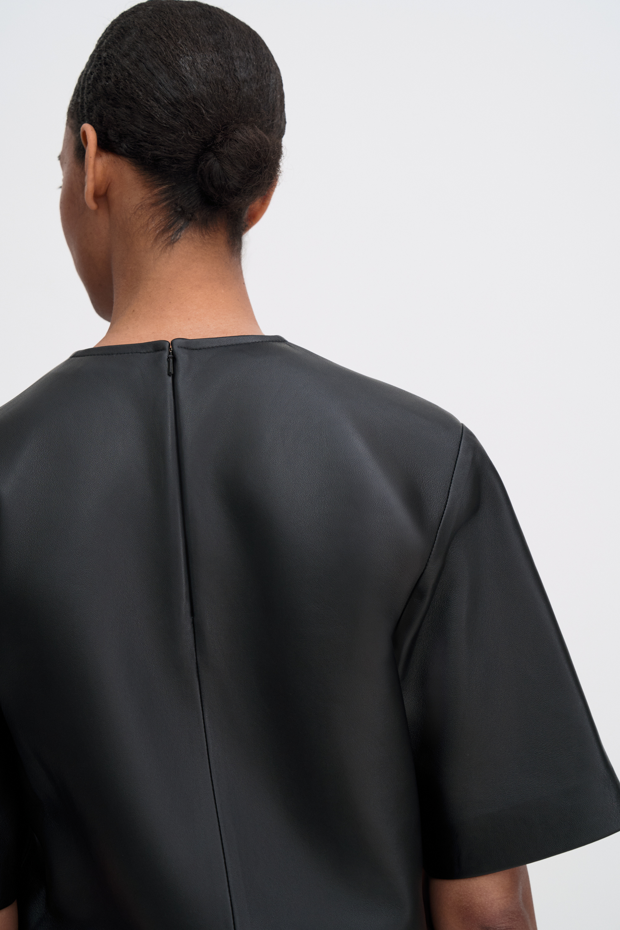 Filippa K Leather Tee In Black