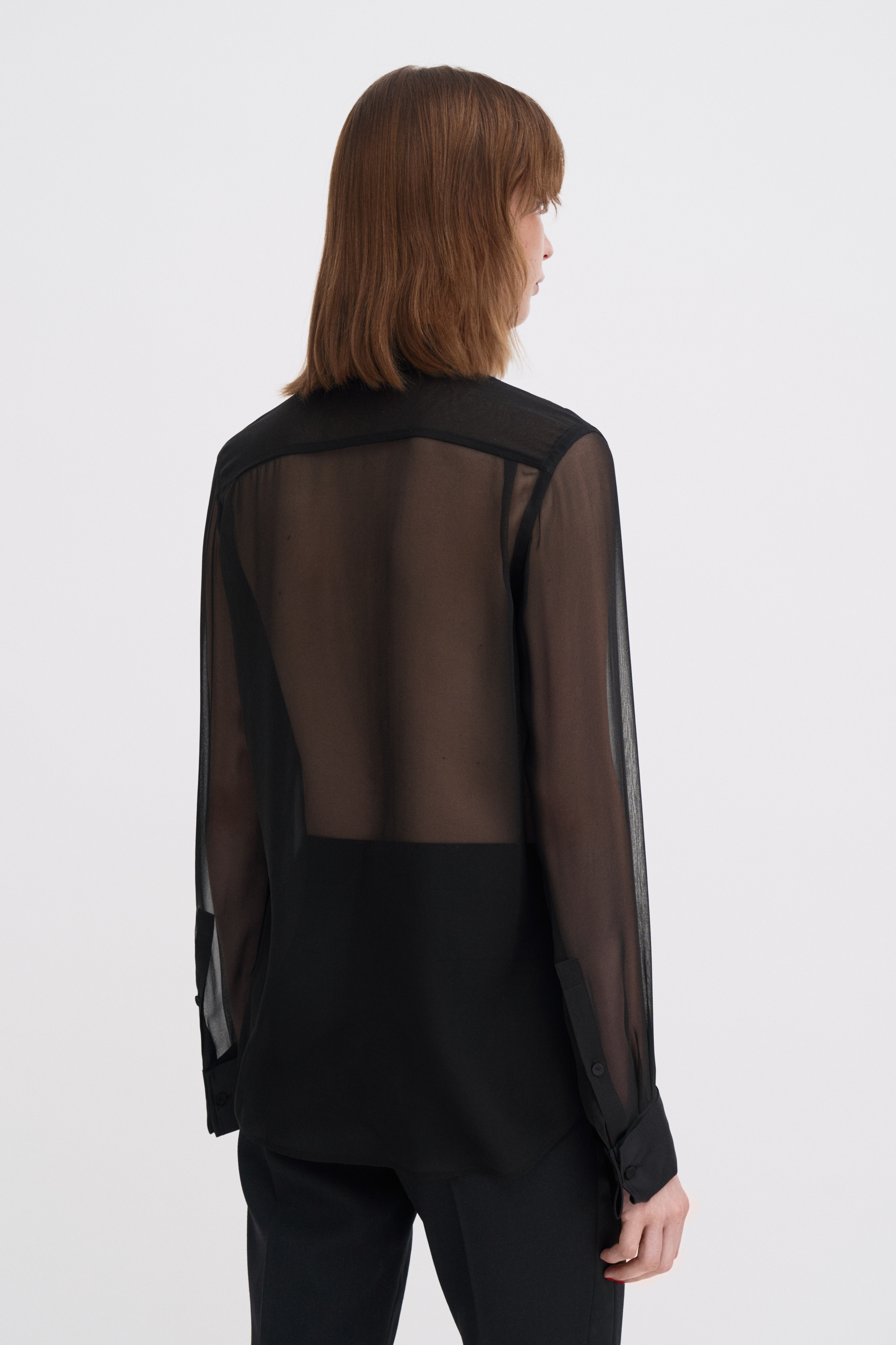 Filippa K Sheer Silk Tuxedo Shirt In Multi