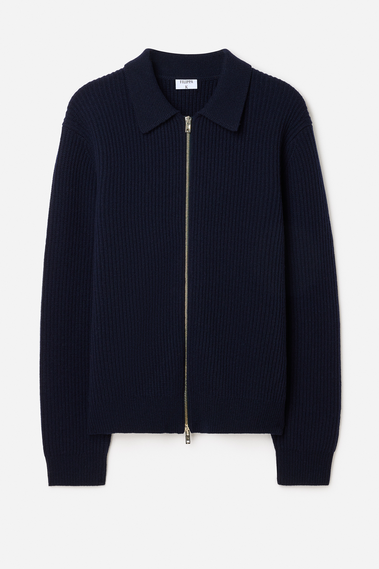 Filippa K Ribbed Wool Zip Cardigan In Blue