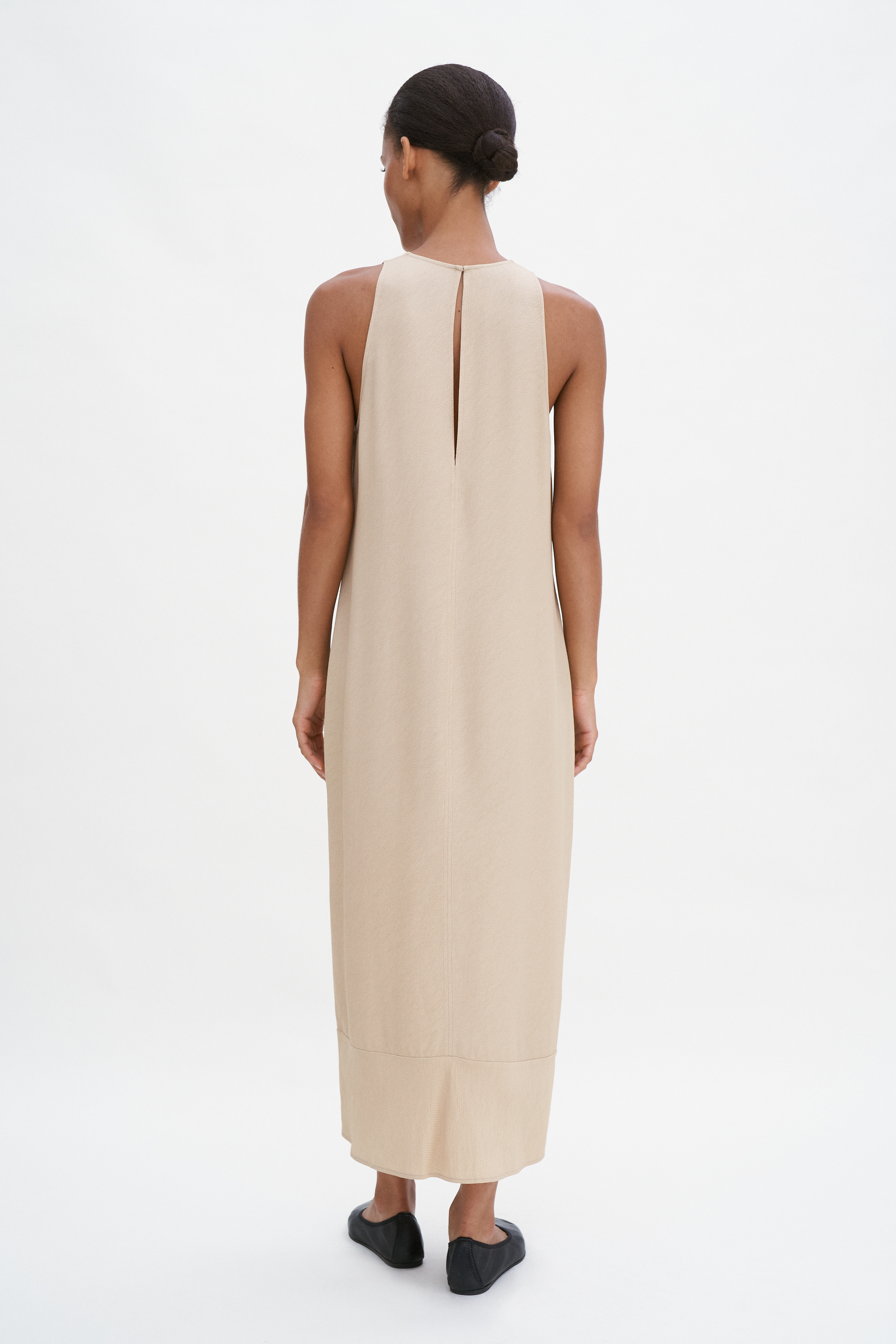 Filippa K Draped Twill Tank Dress In Beige