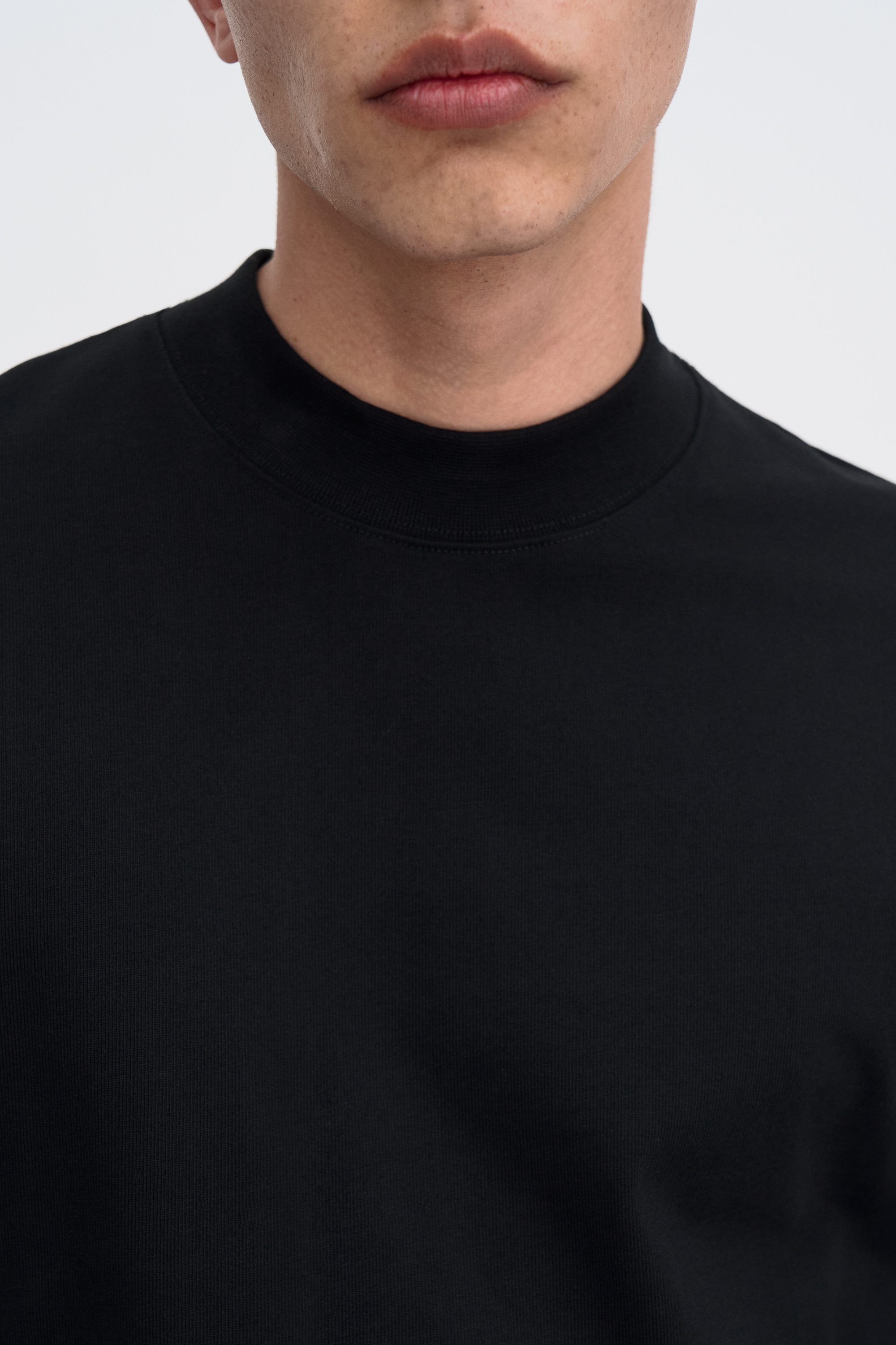 Filippa K Heavy Cotton Mock Neck Shirt In Black