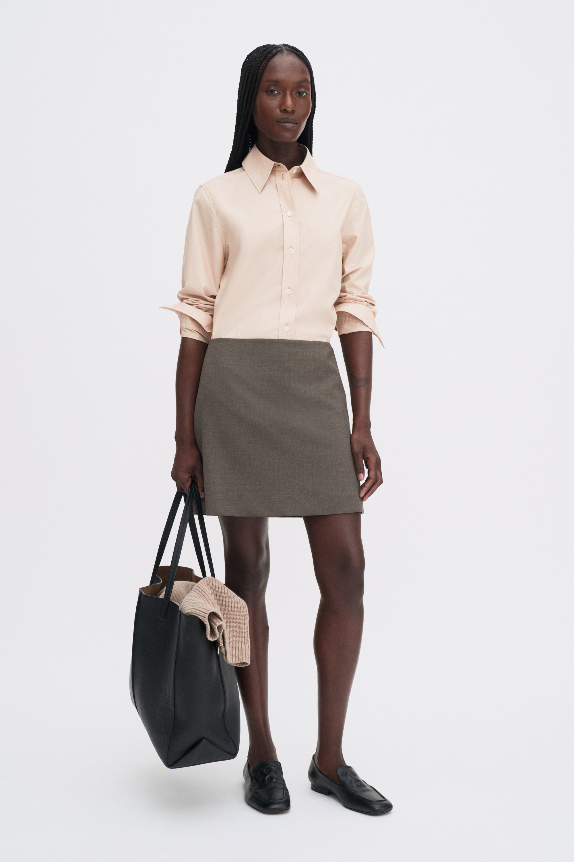 Filippa K Wool Mini Skirt In Brown
