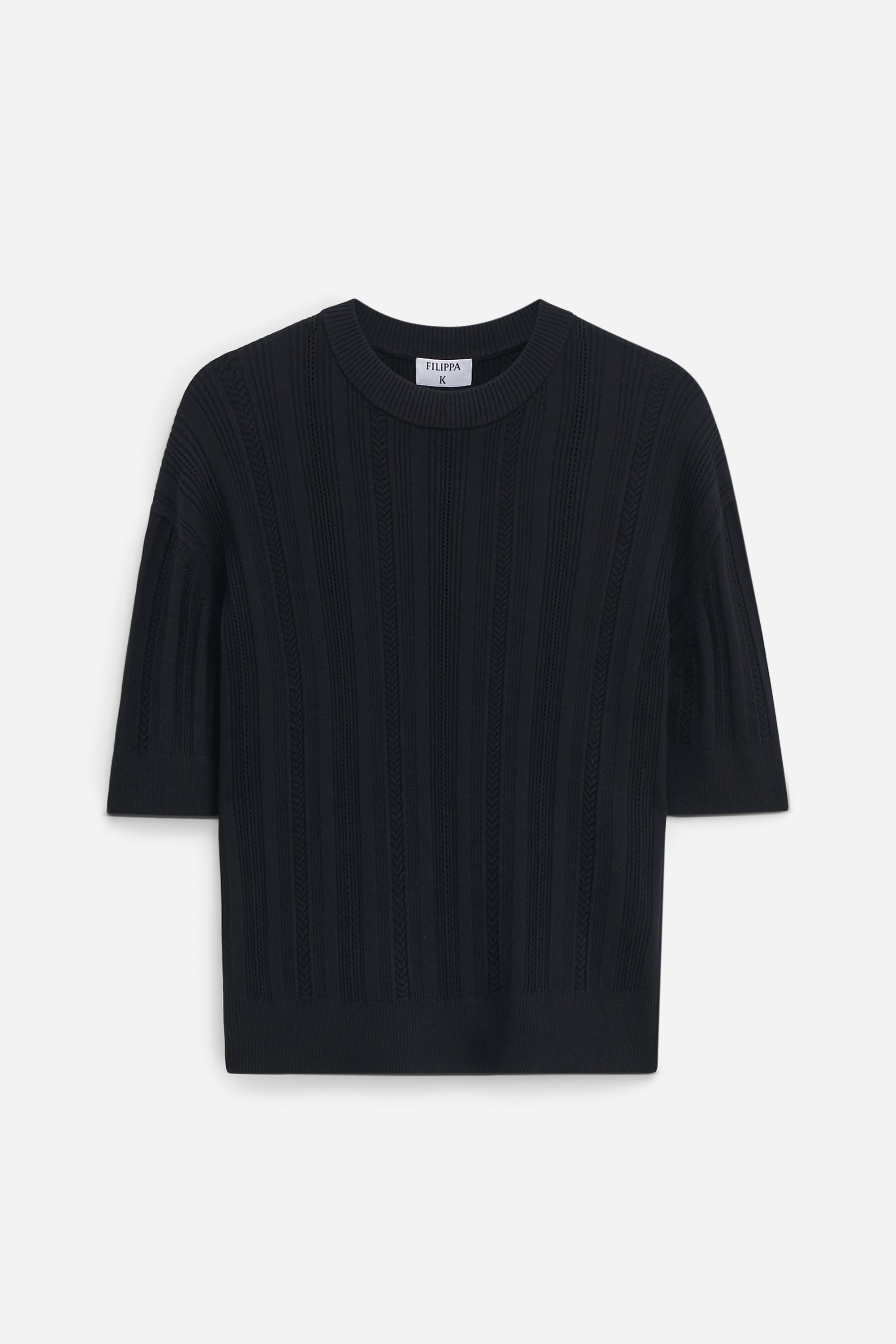 Filippa K Braid Knit T-shirt In Black