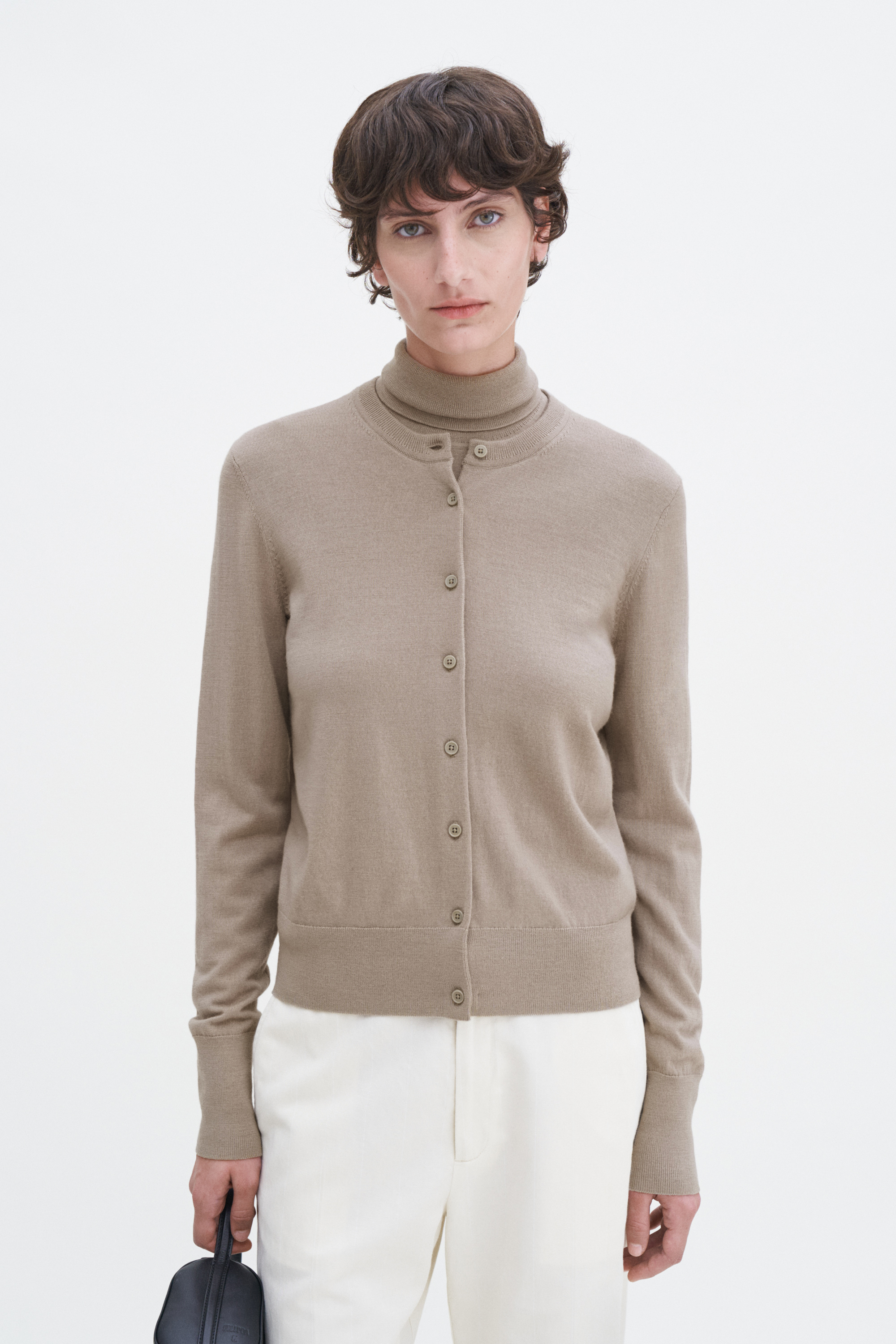 Shop Filippa K Merino Short Cardigan In Grey