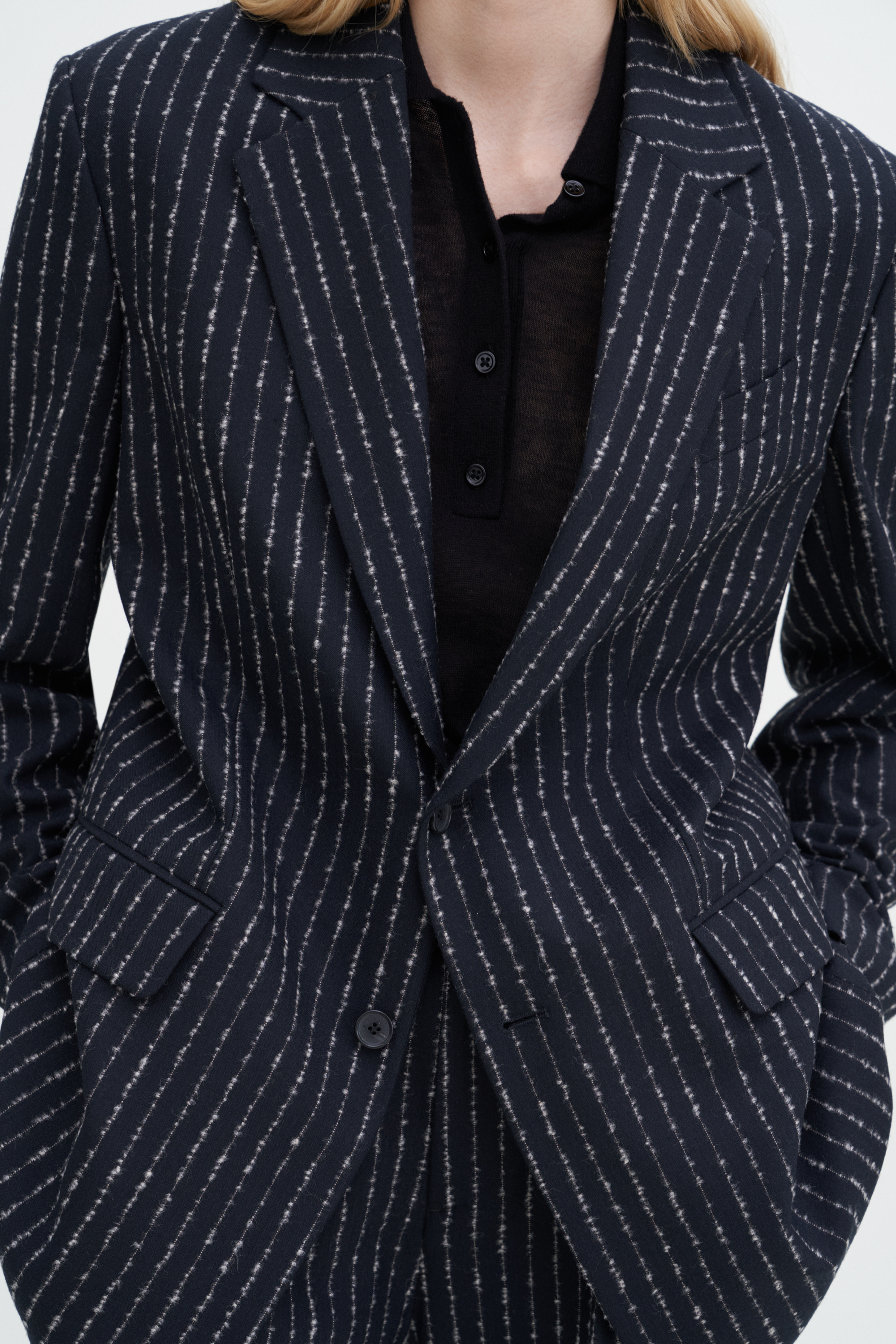 Filippa K Davina Pinstripe Blazer In Black