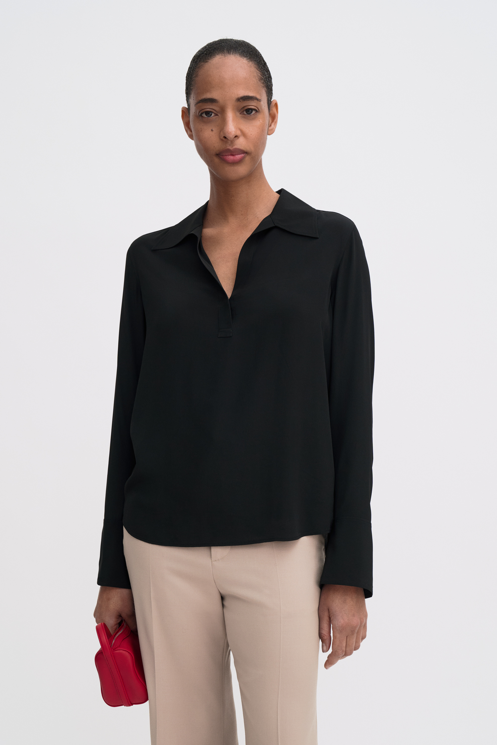Filippa K Half Placket Blouse In Black