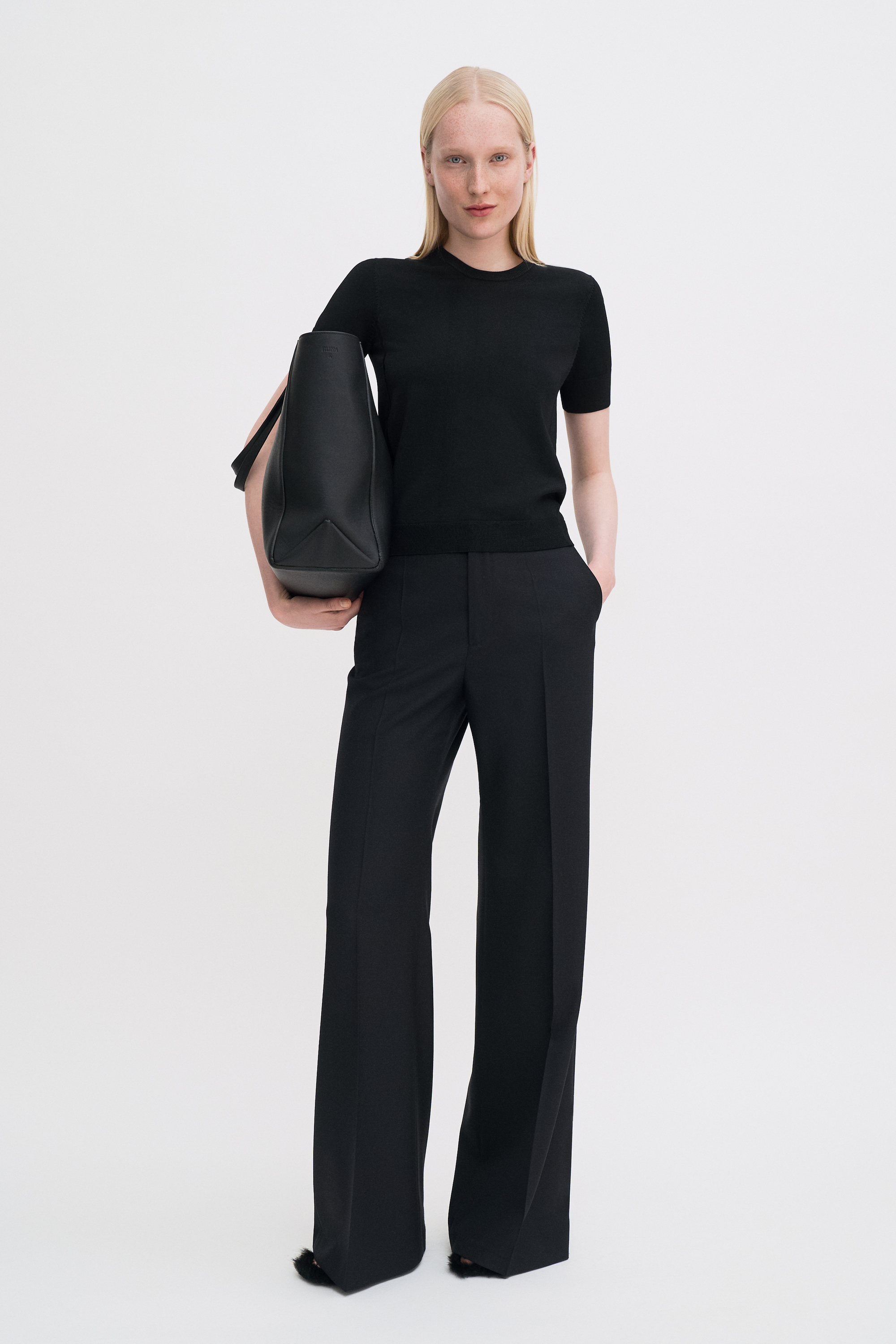 Filippa K Glossy Knit Top In Black