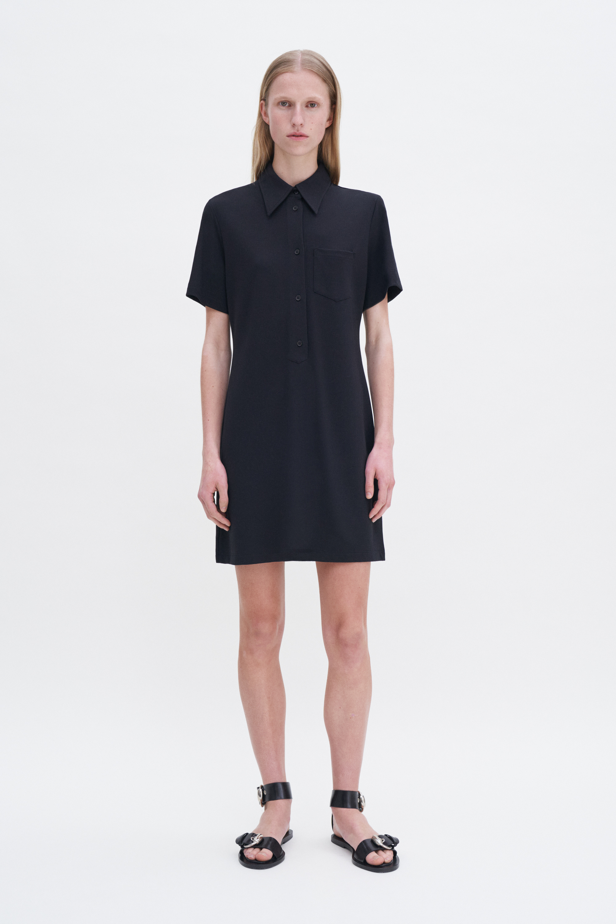 Shop Filippa K Jersey Shirt Dress In Black