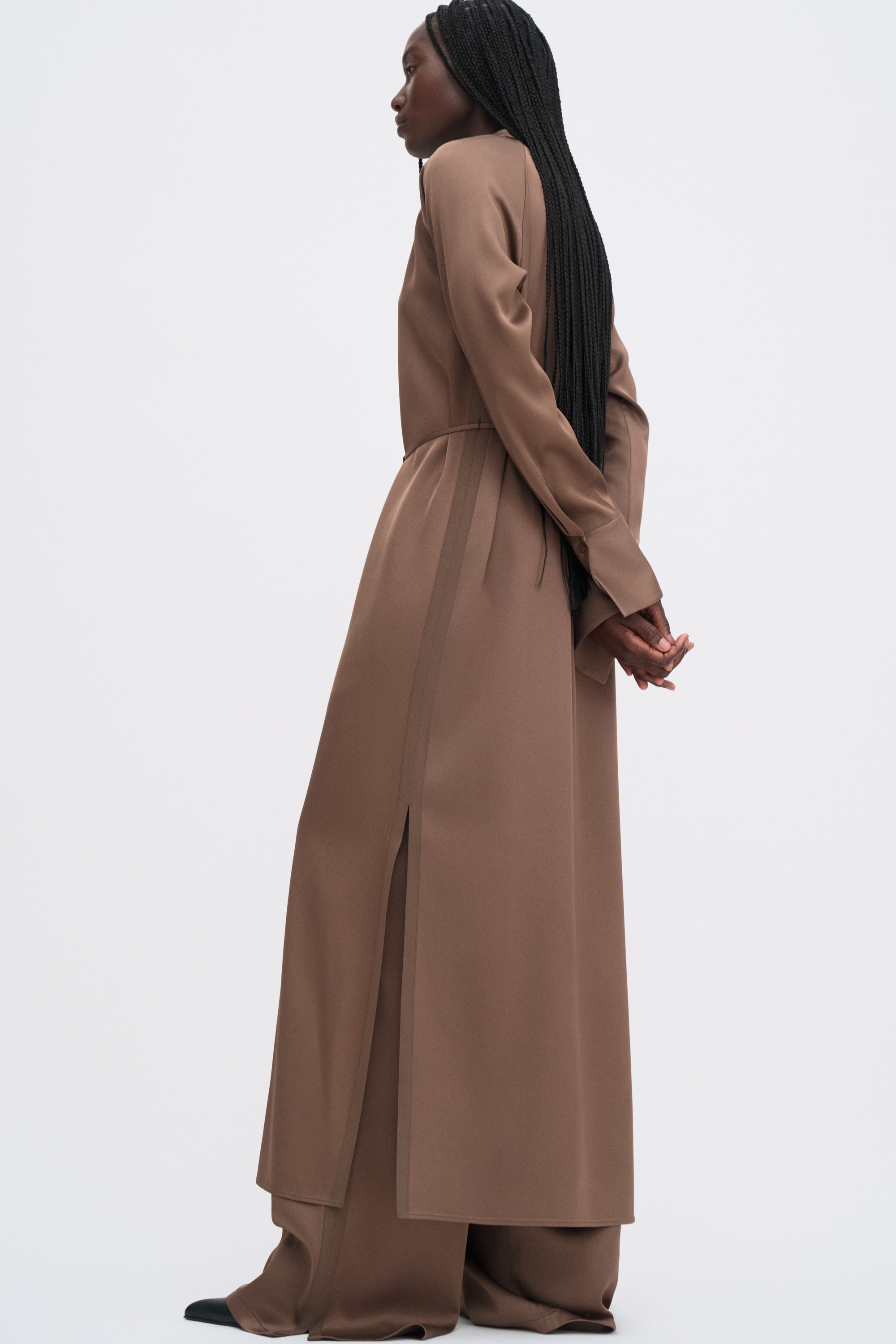 Filippa K Gathered Raglan Dress In Brown