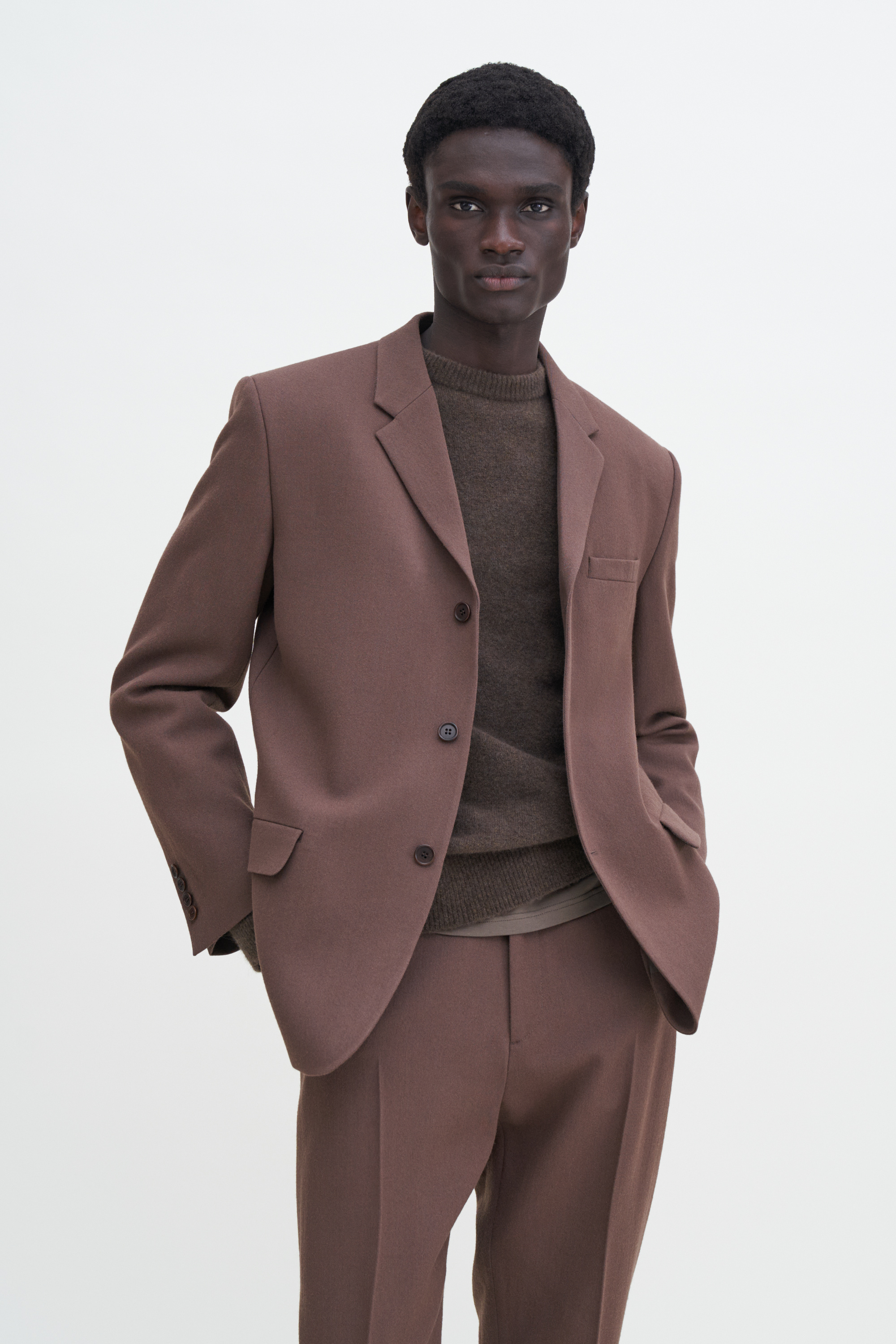 Filippa K Single Breasted Wool Blazer In Brown