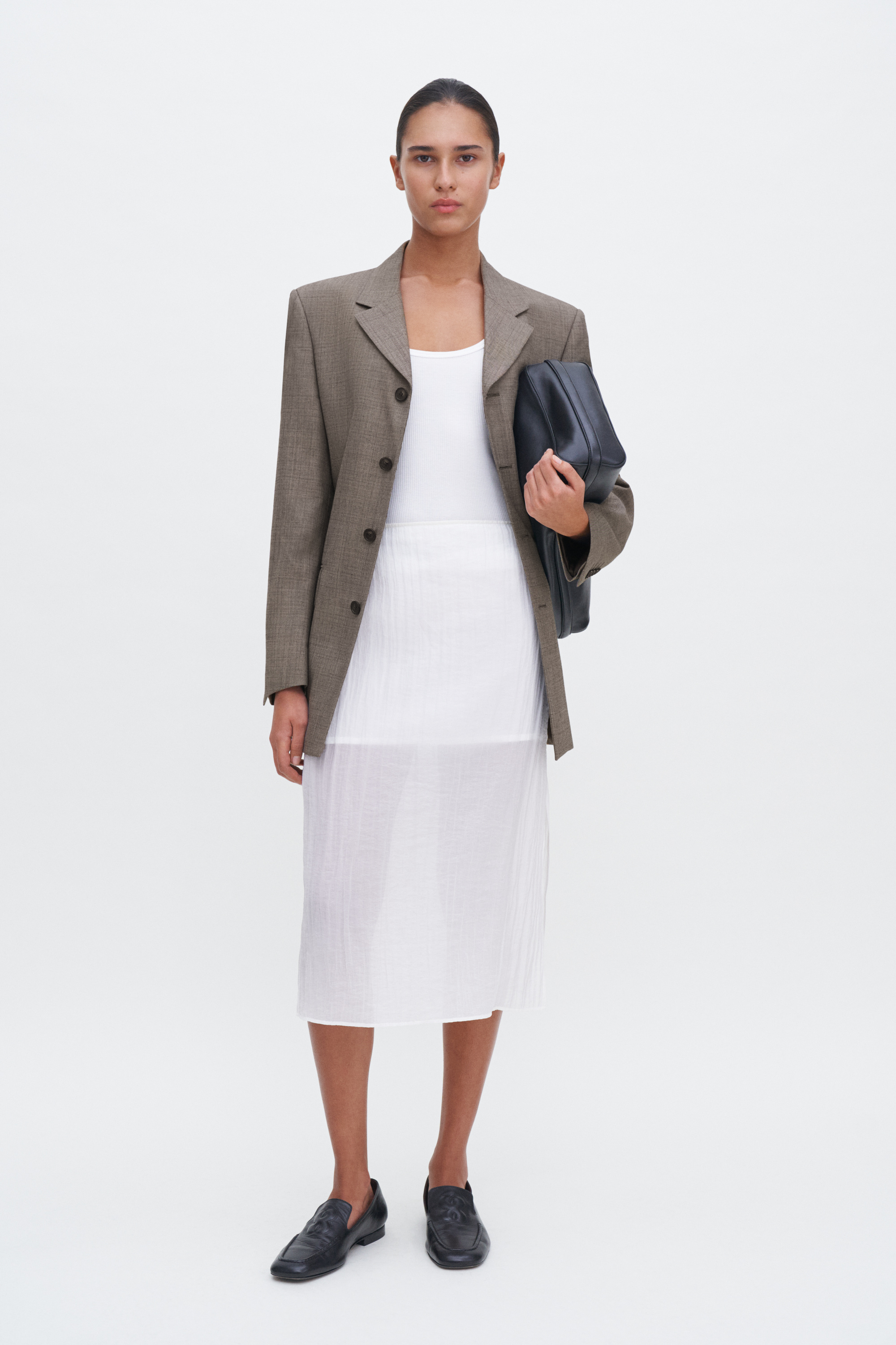 Shop Filippa K Fine Rib Scoop Tank In White