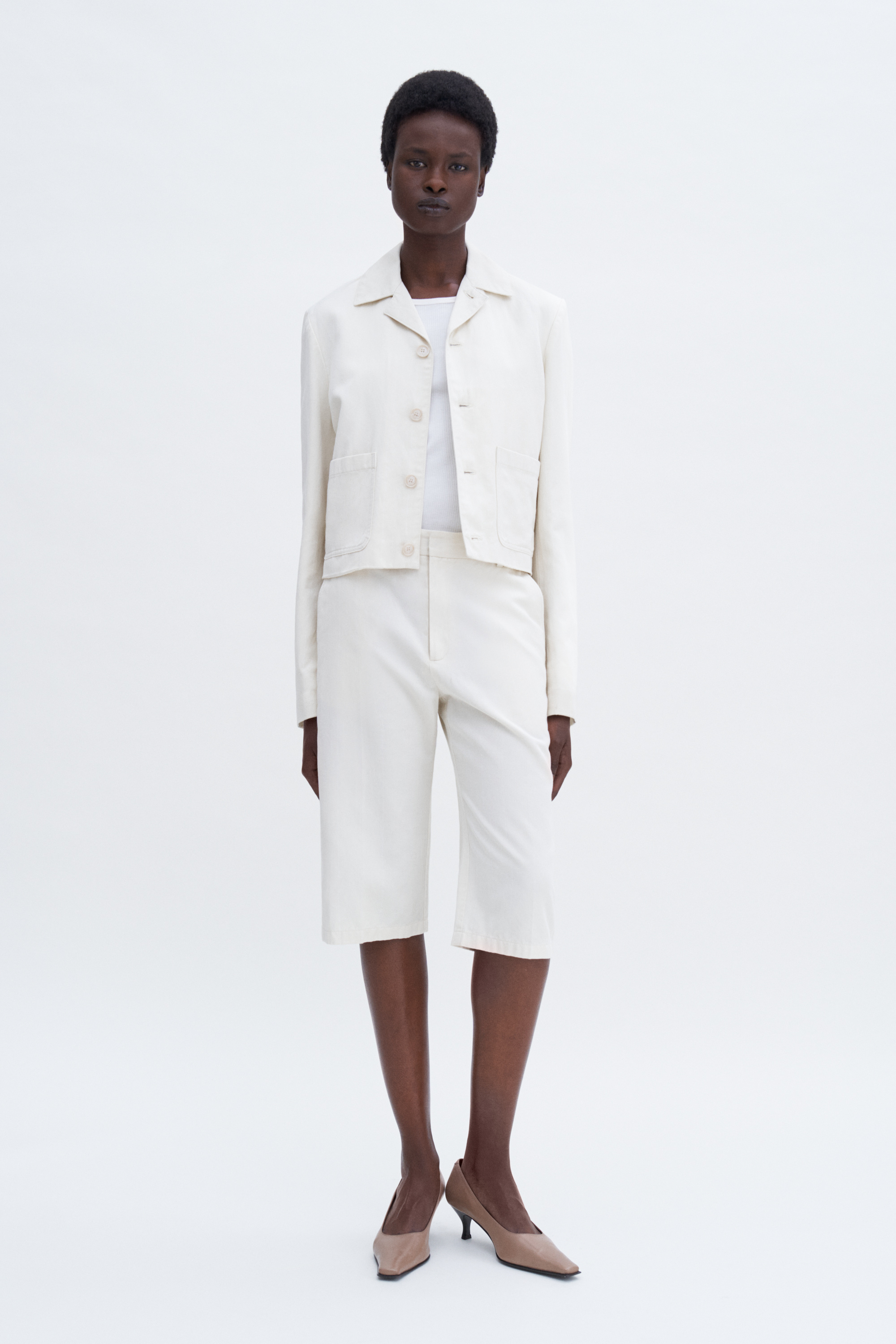 Filippa K Patch Pocket Cotton Linen Jacket In Stripes,prints