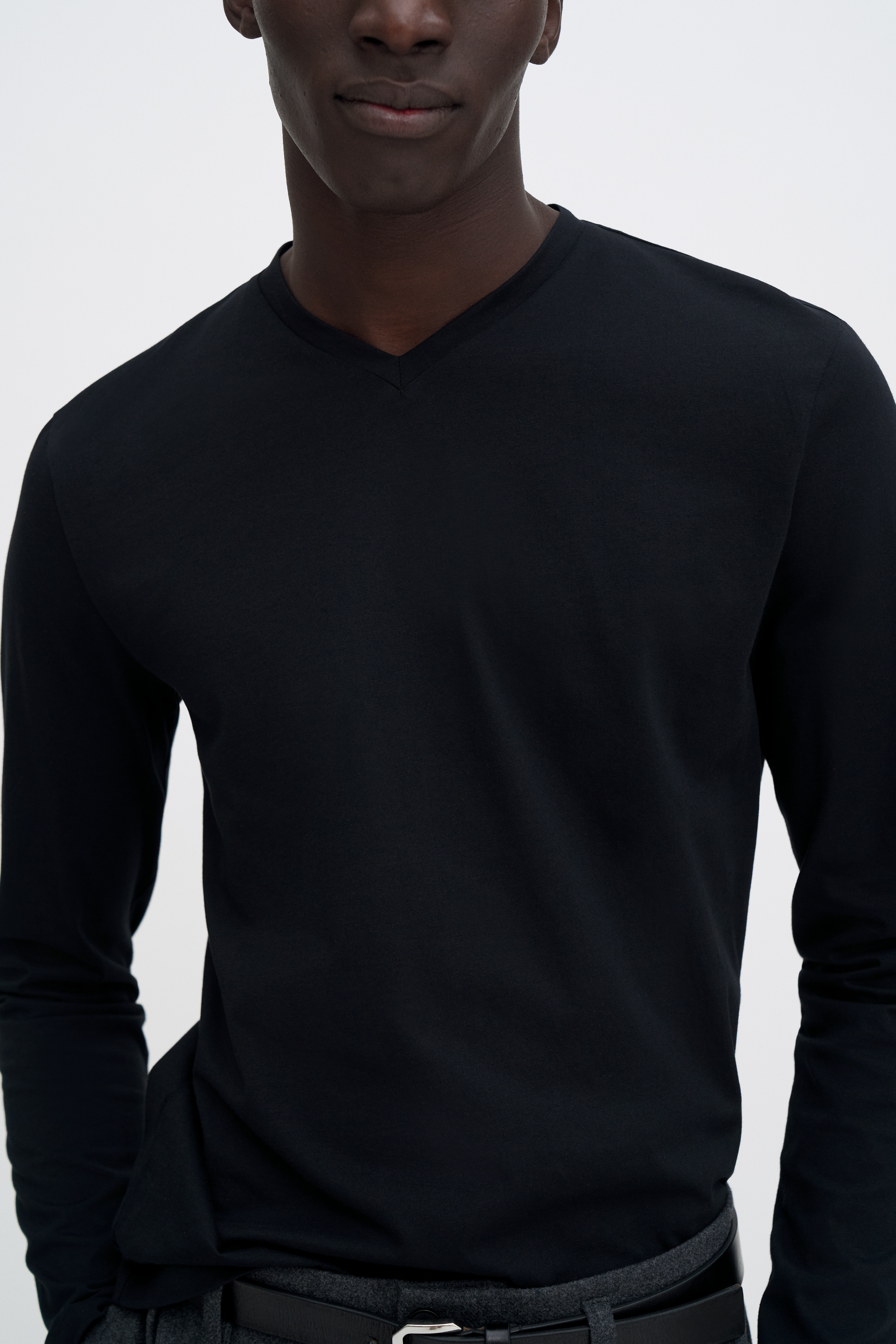 Filippa K Cotton Jersey V-neck Tee In Black