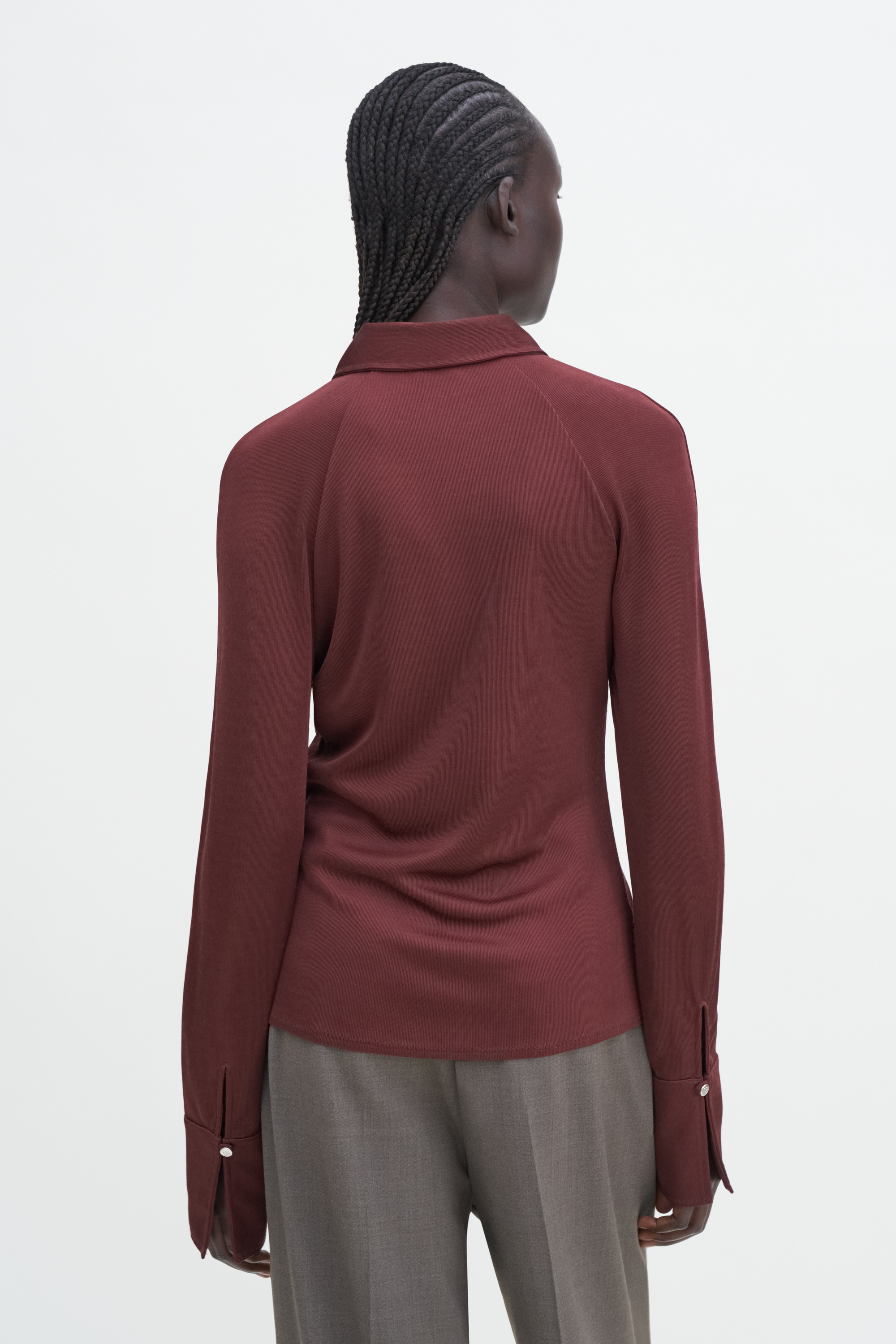 Shop Filippa K Glossy Jersey Shirt In Brown