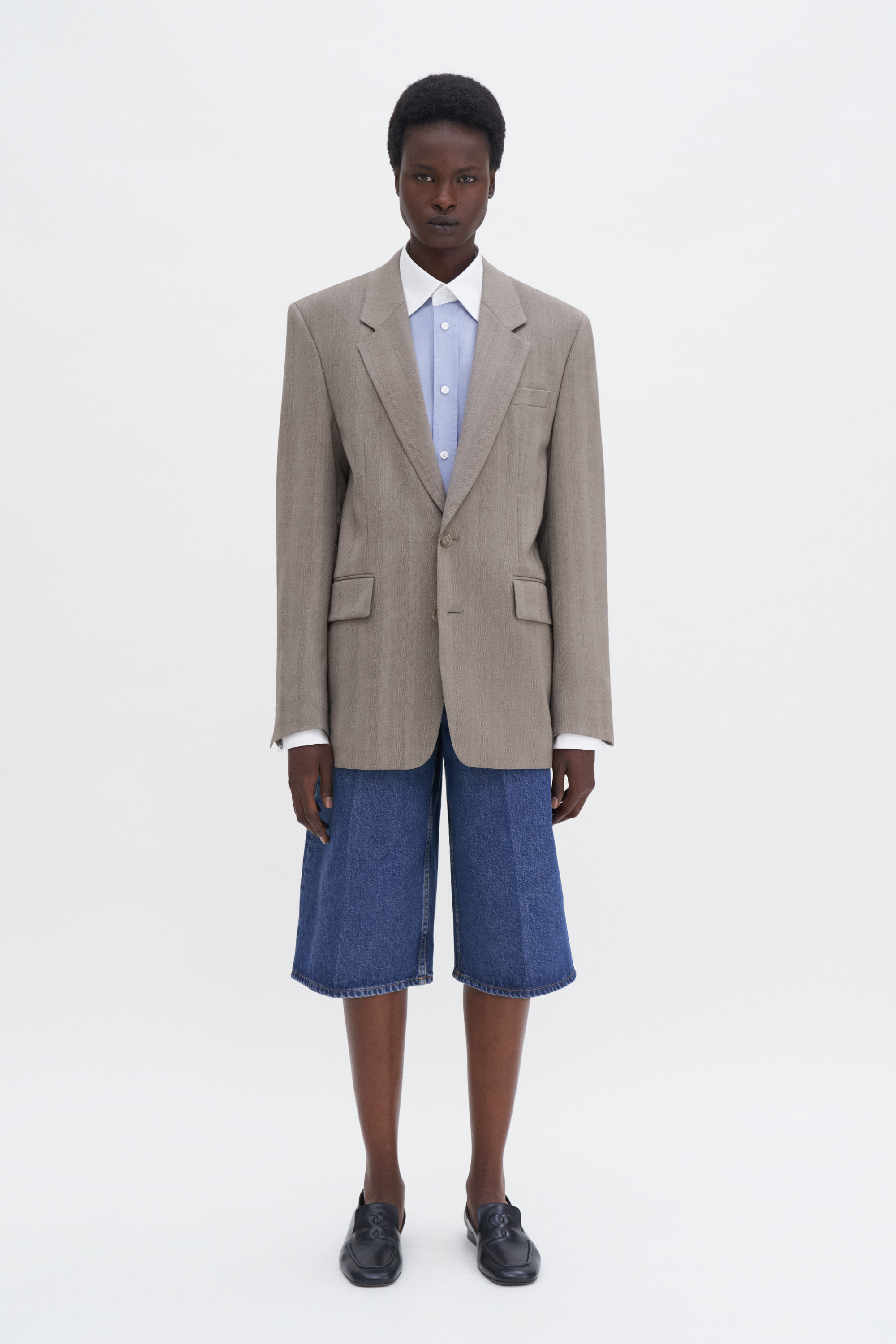 Filippa K Tailored Herringbone Blazer In Beige