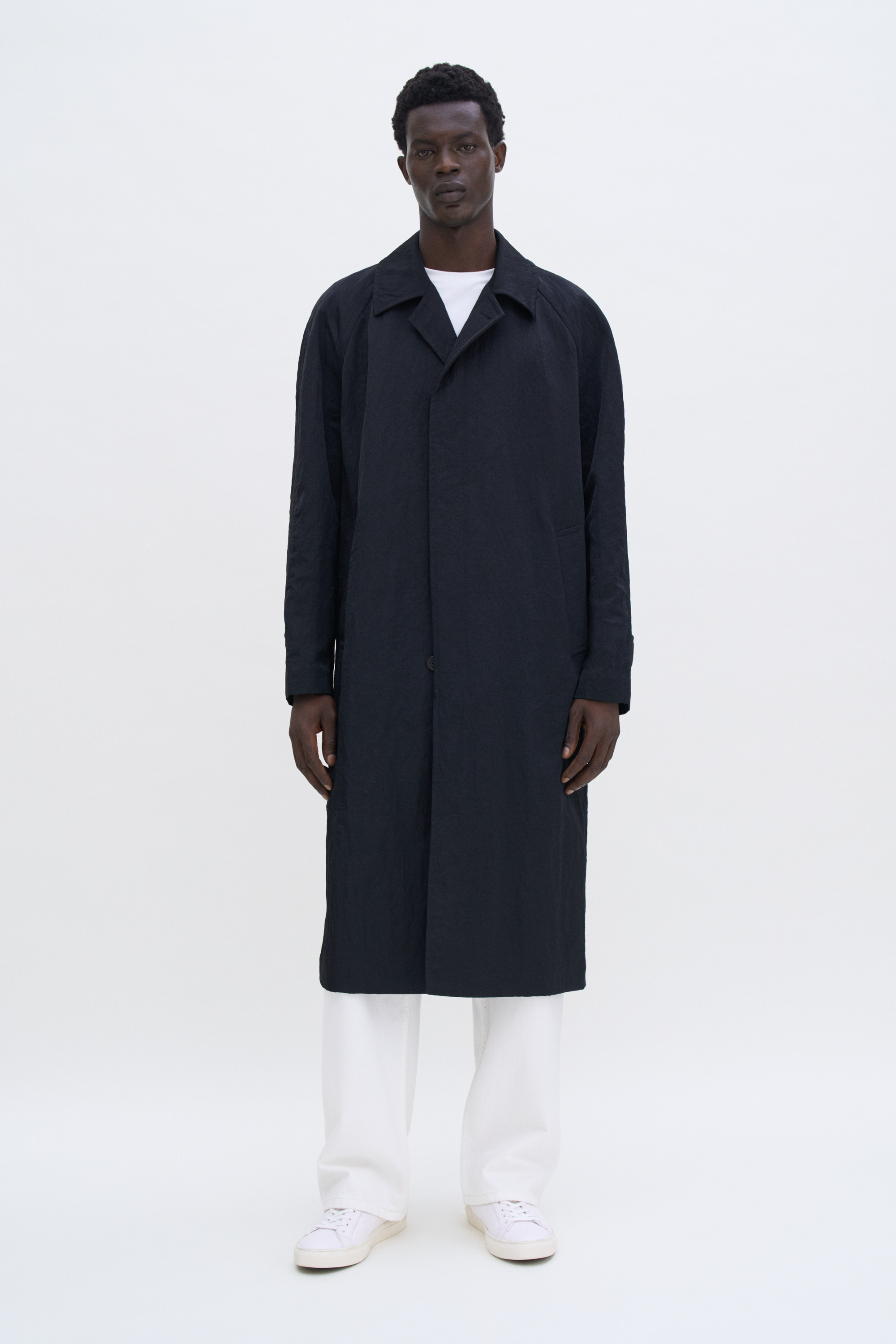Filippa K Nylon Gabardine Car Coat In Black