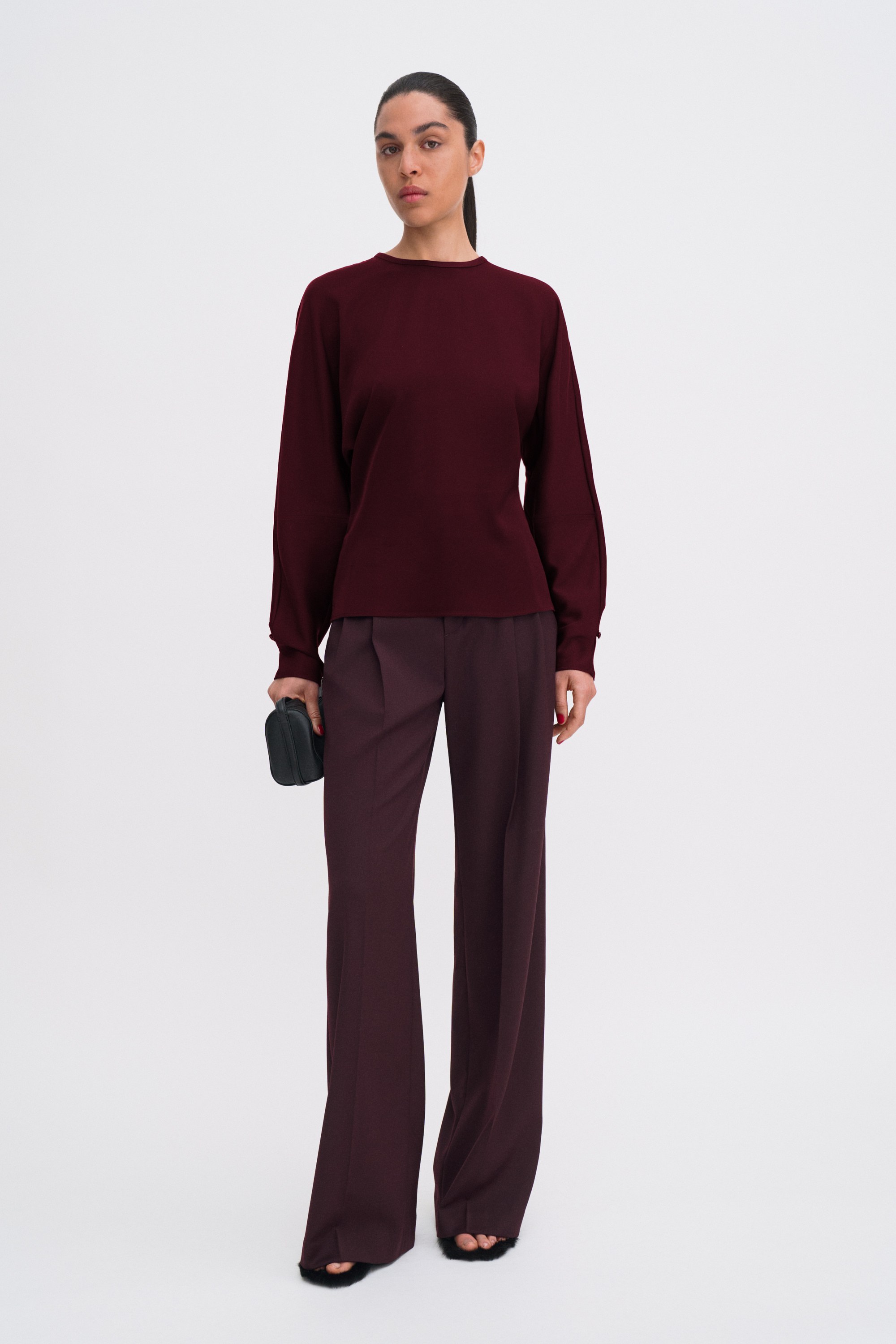 Filippa K Batwing Top In Burgundy