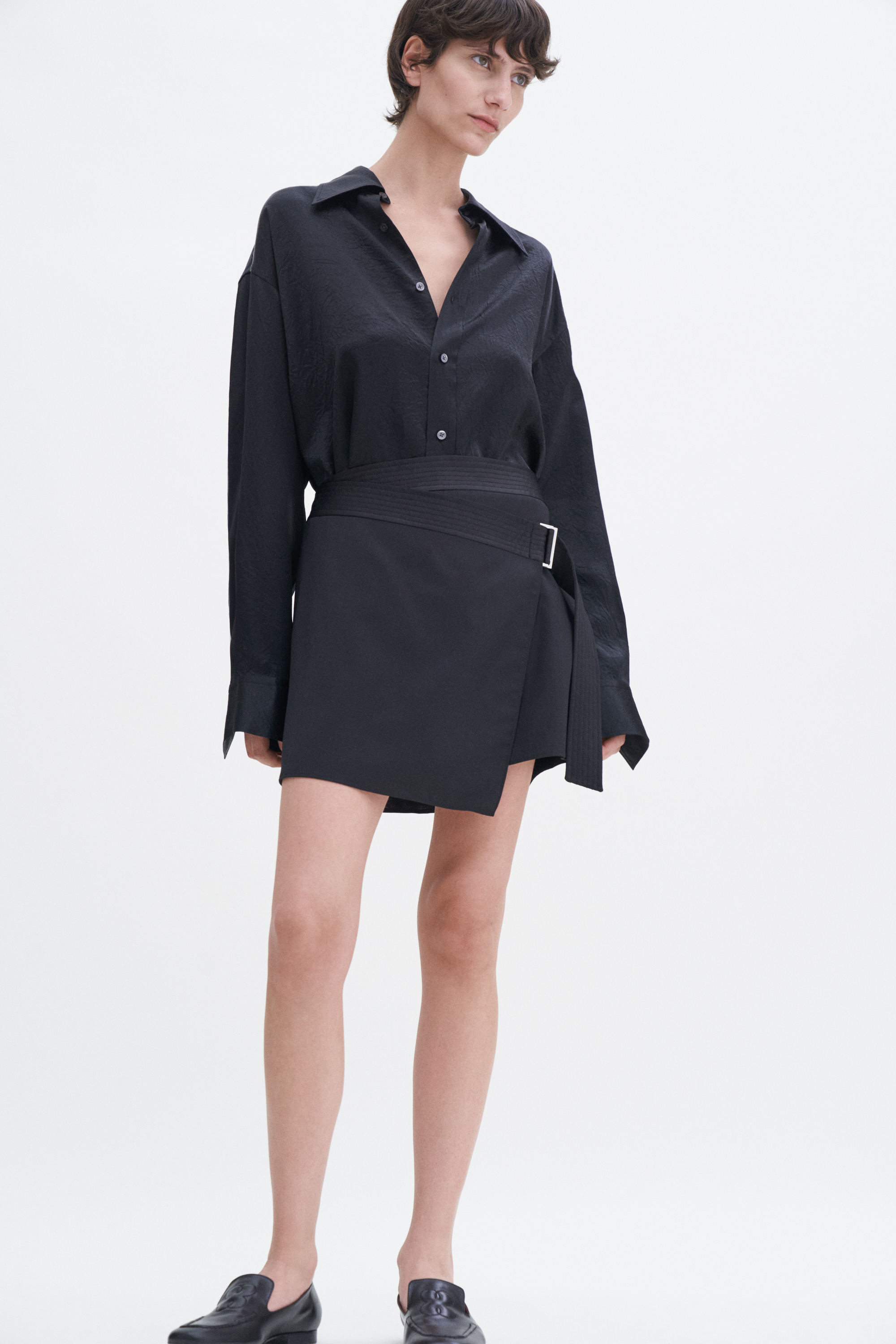 Filippa K Belted Wool Wrap Skirt In Black
